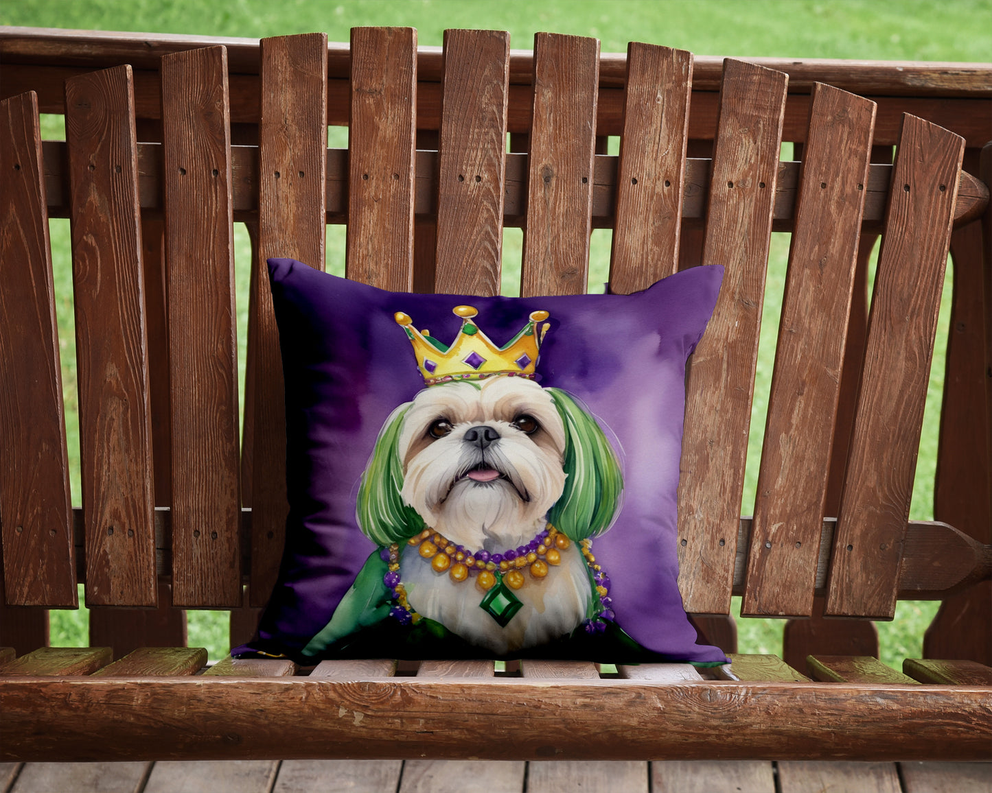 Lhasa Apso King of Mardi Gras Throw Pillow