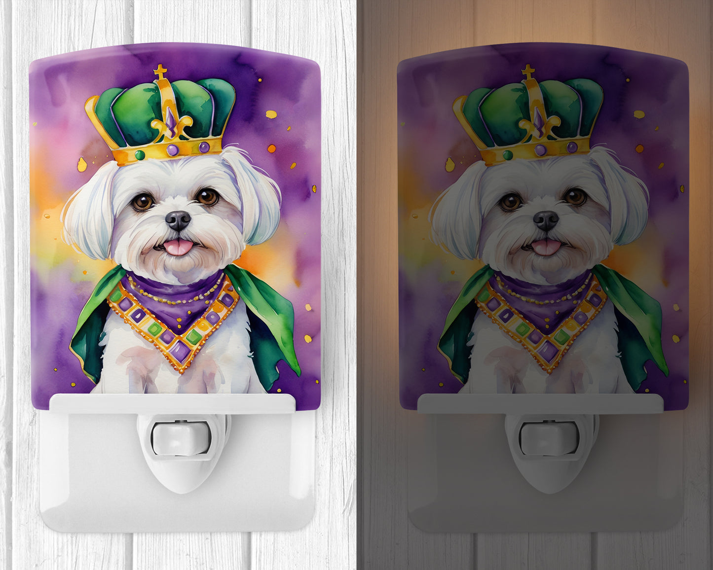 Maltese King of Mardi Gras Ceramic Night Light