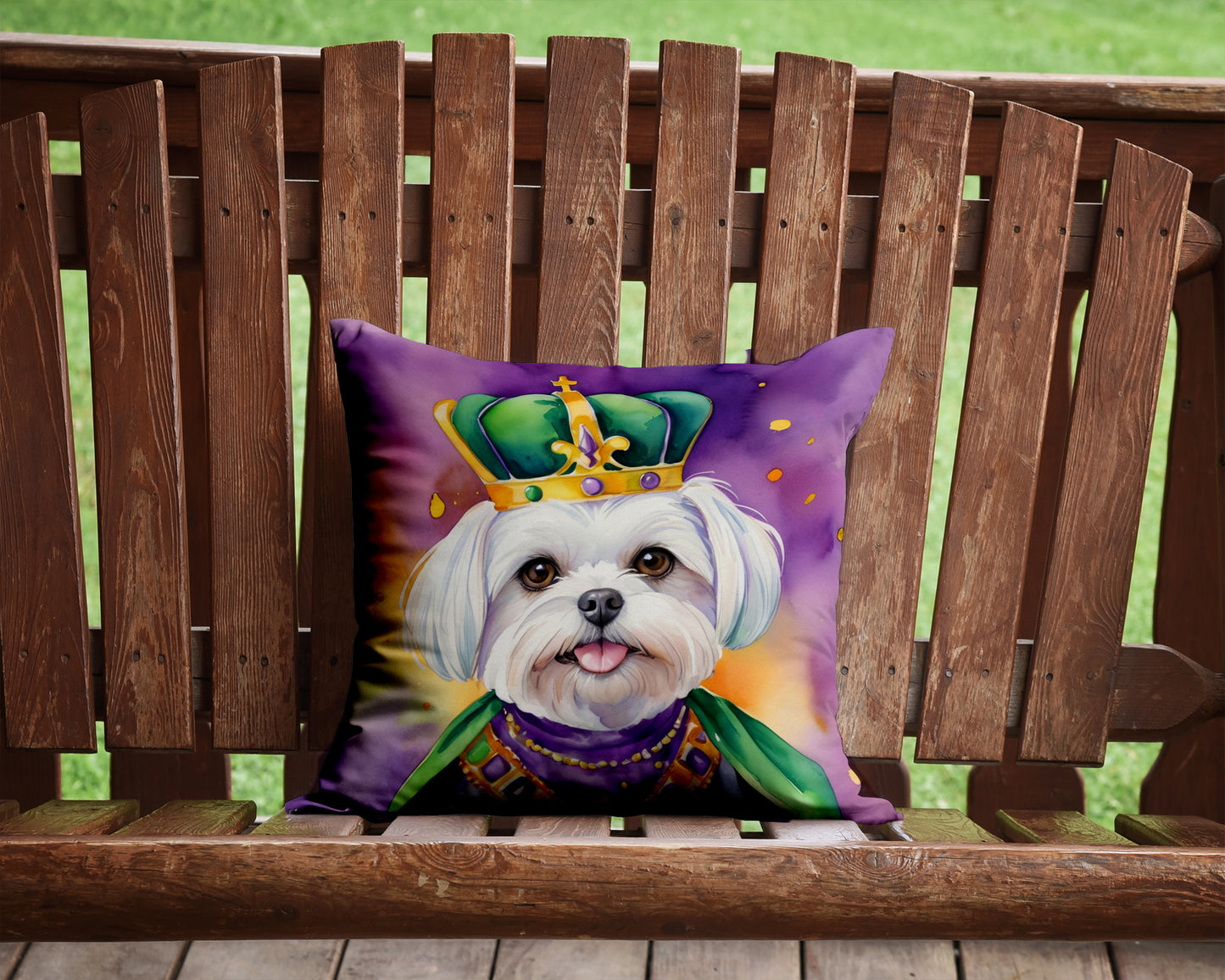 Maltese King of Mardi Gras Throw Pillow