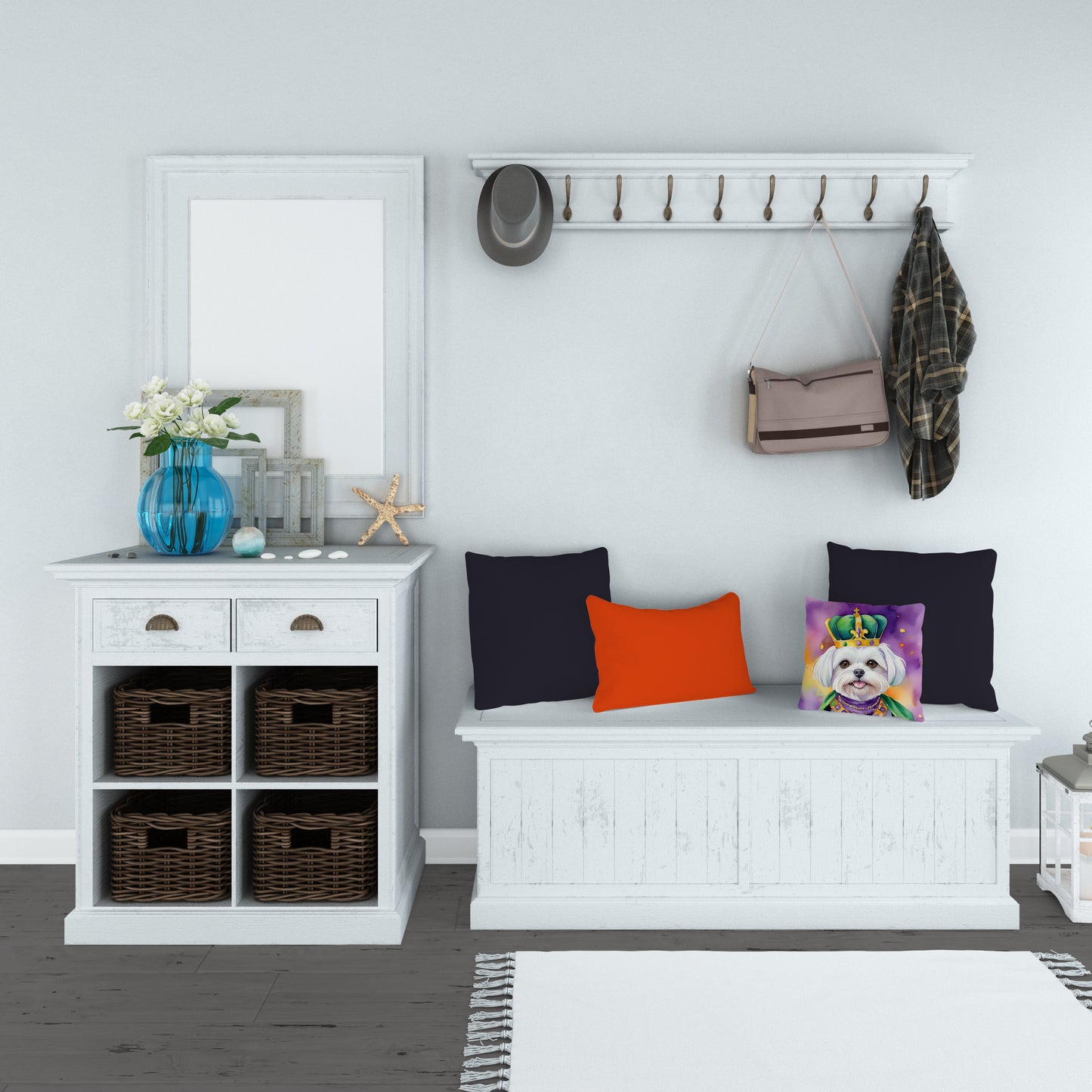 Maltese King of Mardi Gras Throw Pillow