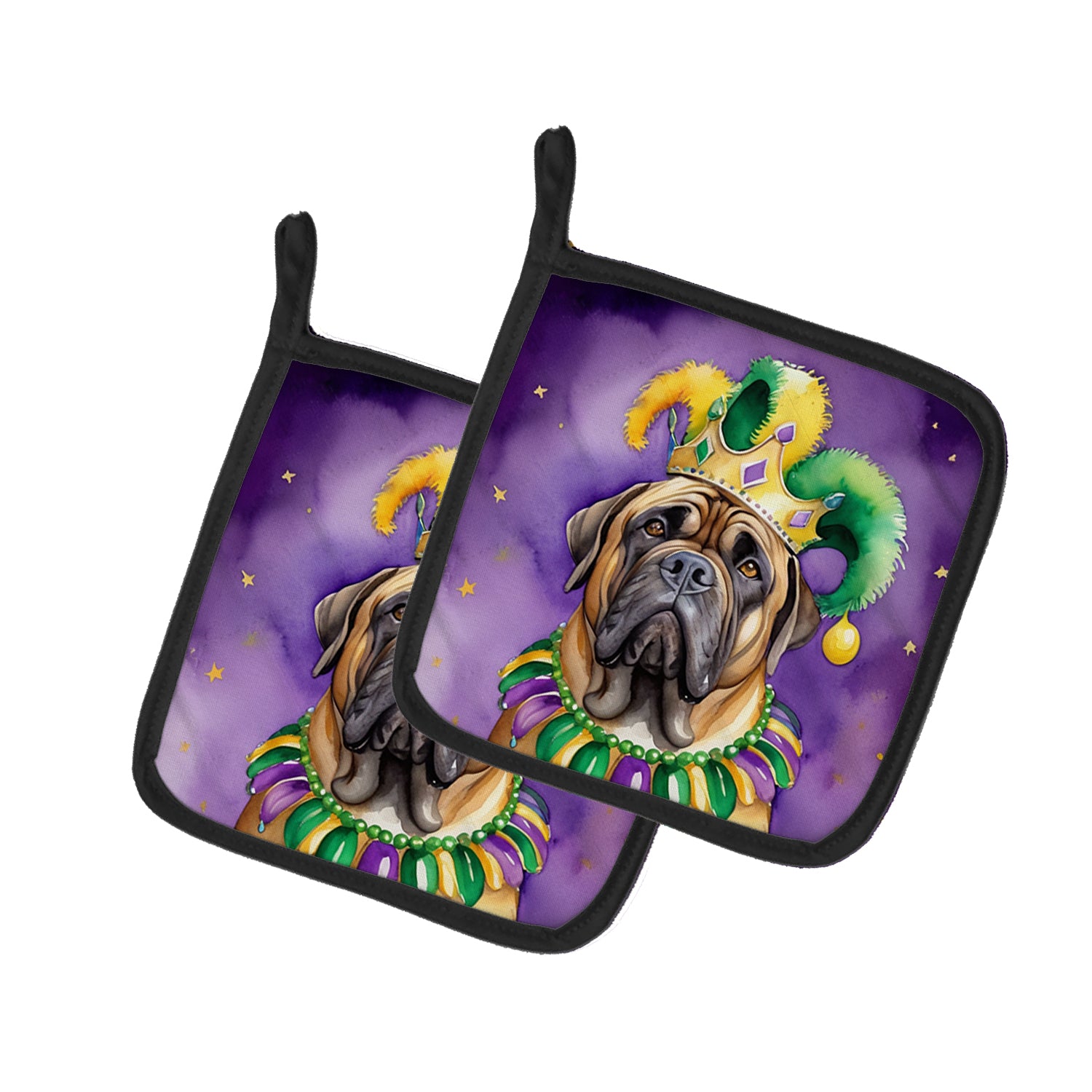 Buy this Mastiff King of Mardi Gras Pair of Pot Holders