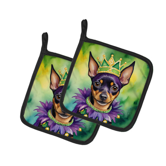 Buy this Miniature Pinscher King of Mardi Gras Pair of Pot Holders