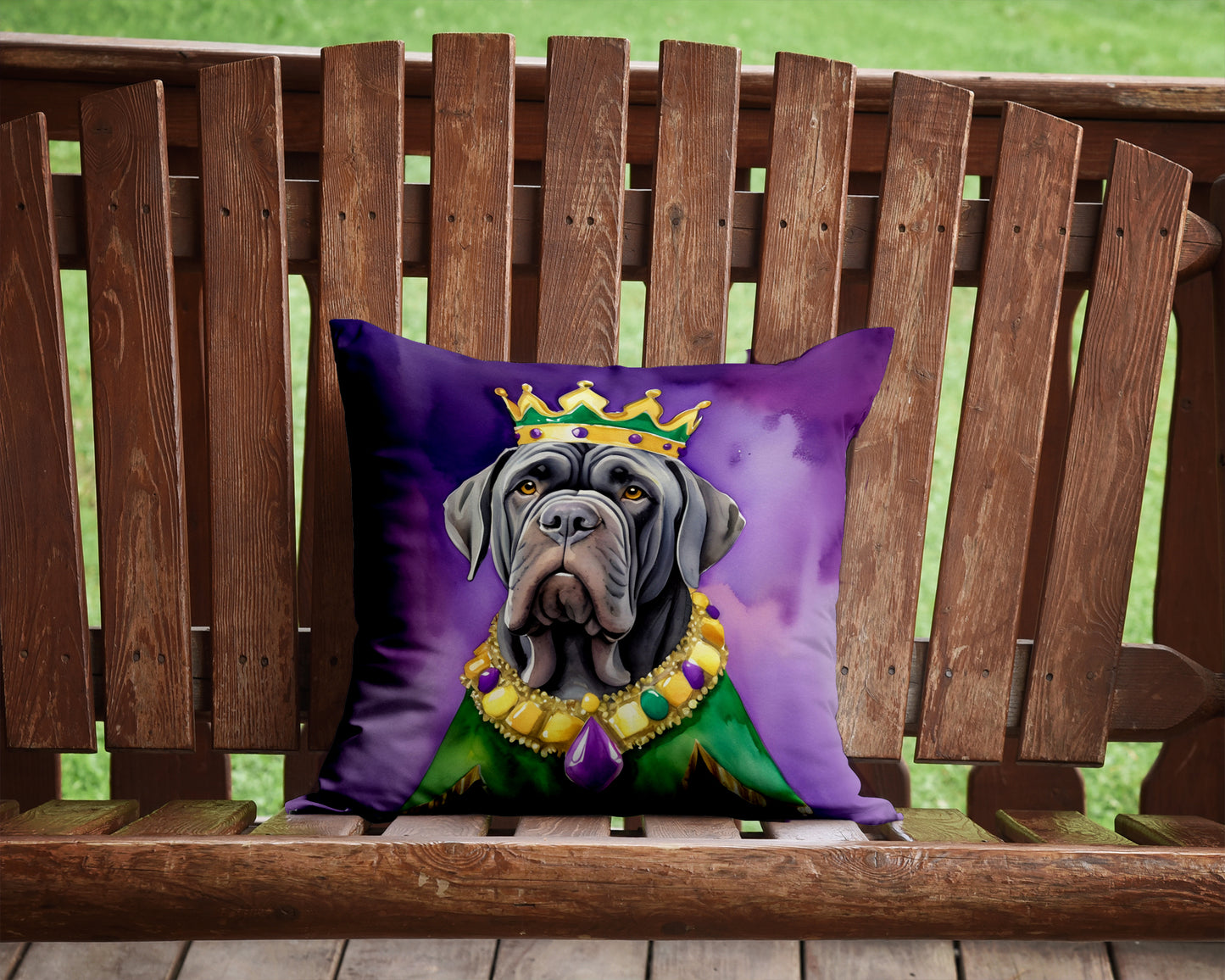 Neapolitan Mastiff King of Mardi Gras Throw Pillow