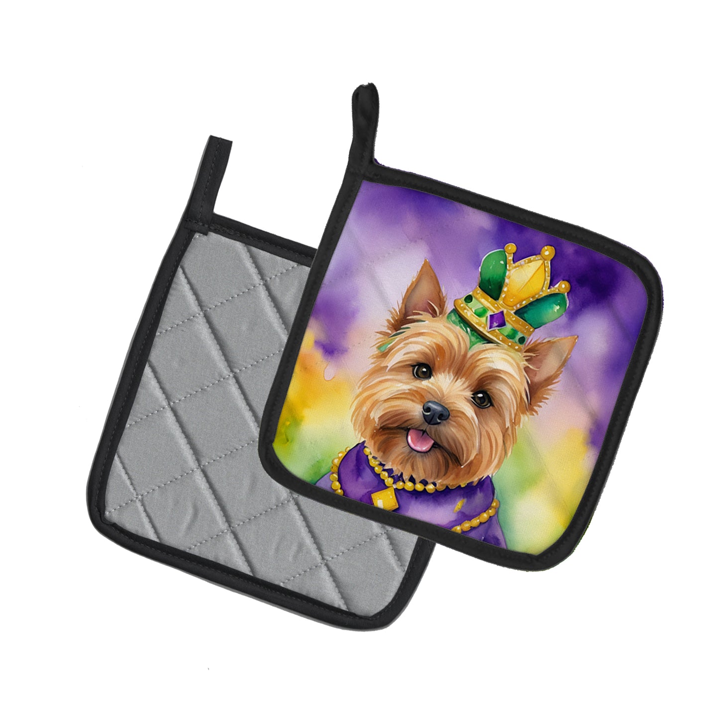 Norwich Terrier King of Mardi Gras Pair of Pot Holders