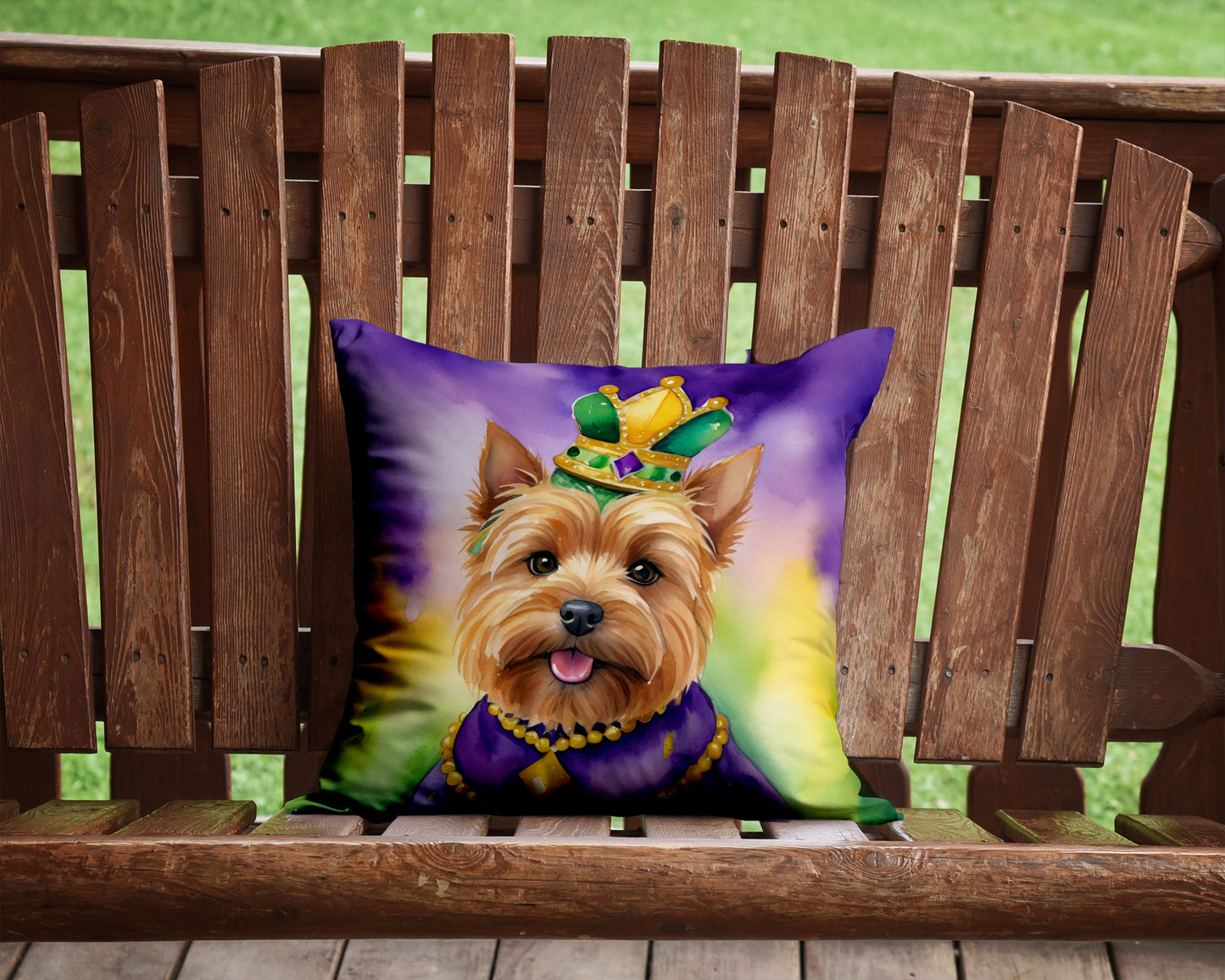 Norwich Terrier King of Mardi Gras Throw Pillow