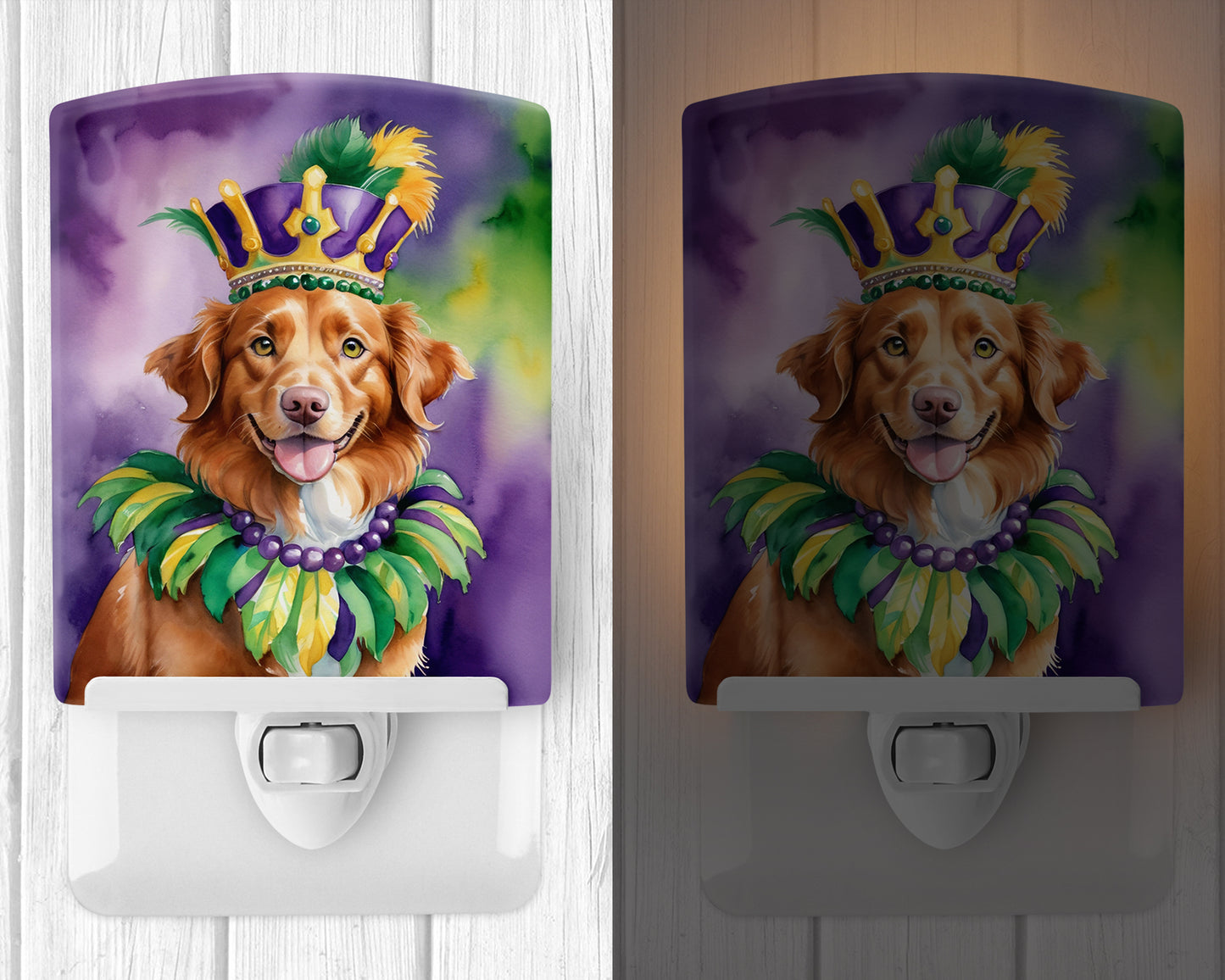 Nova Scotia Duck Tolling Retriever King of Mardi Gras Ceramic Night Light