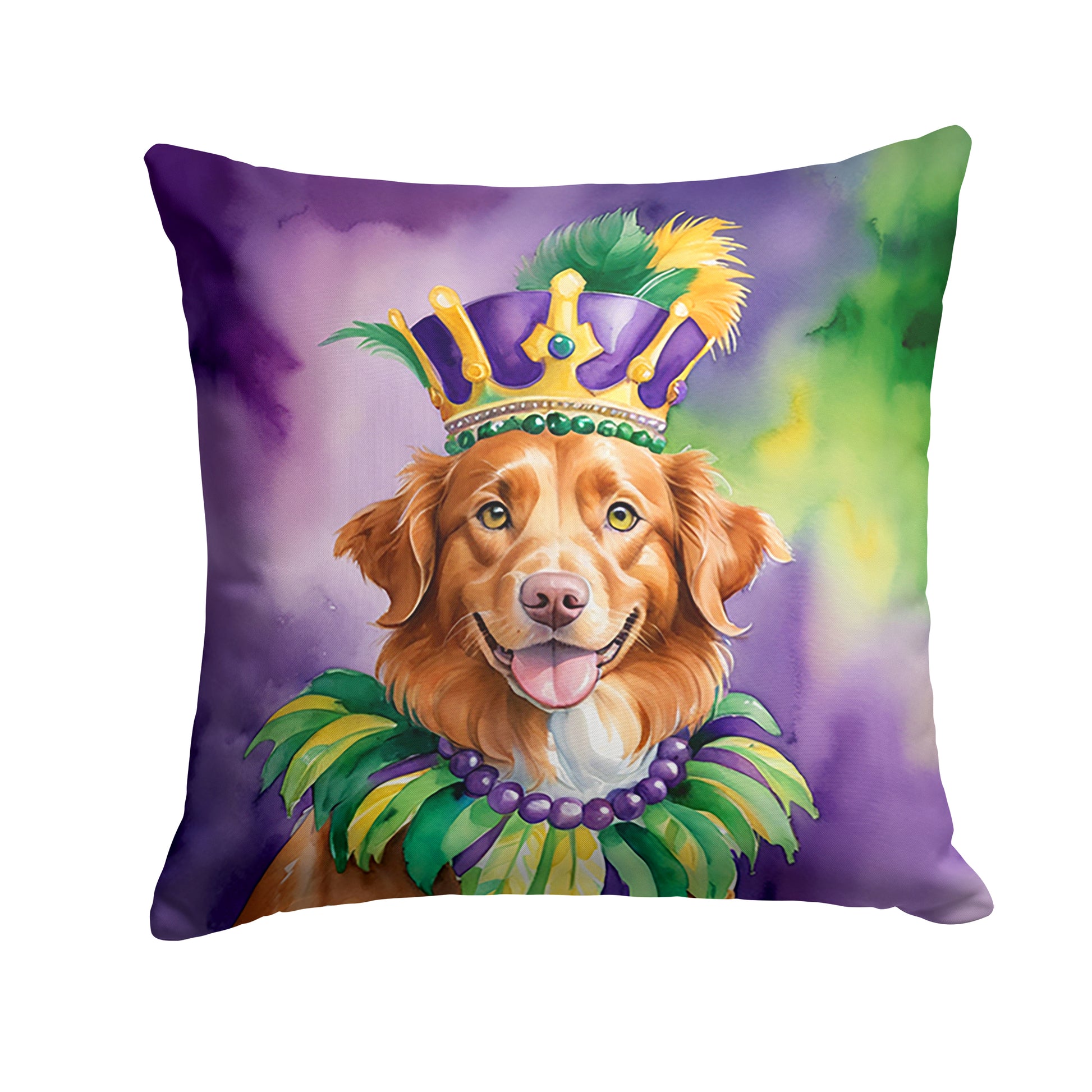 Buy this Nova Scotia Duck Tolling Retriever King of Mardi Gras Throw Pillow