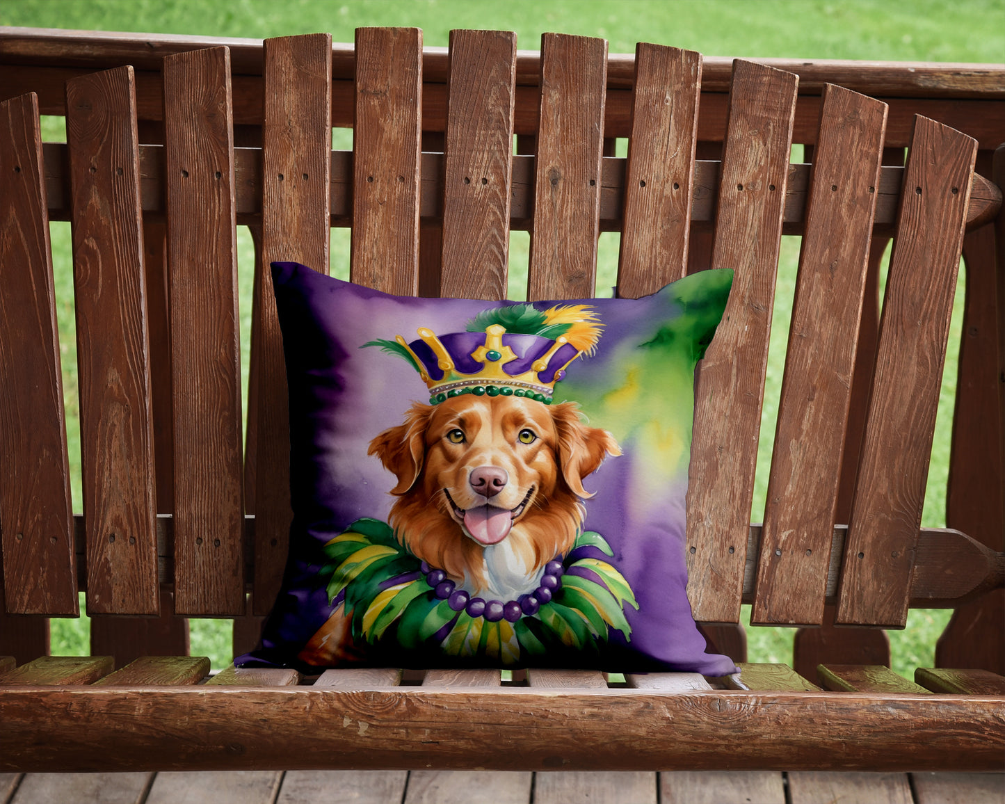 Nova Scotia Duck Tolling Retriever King of Mardi Gras Throw Pillow