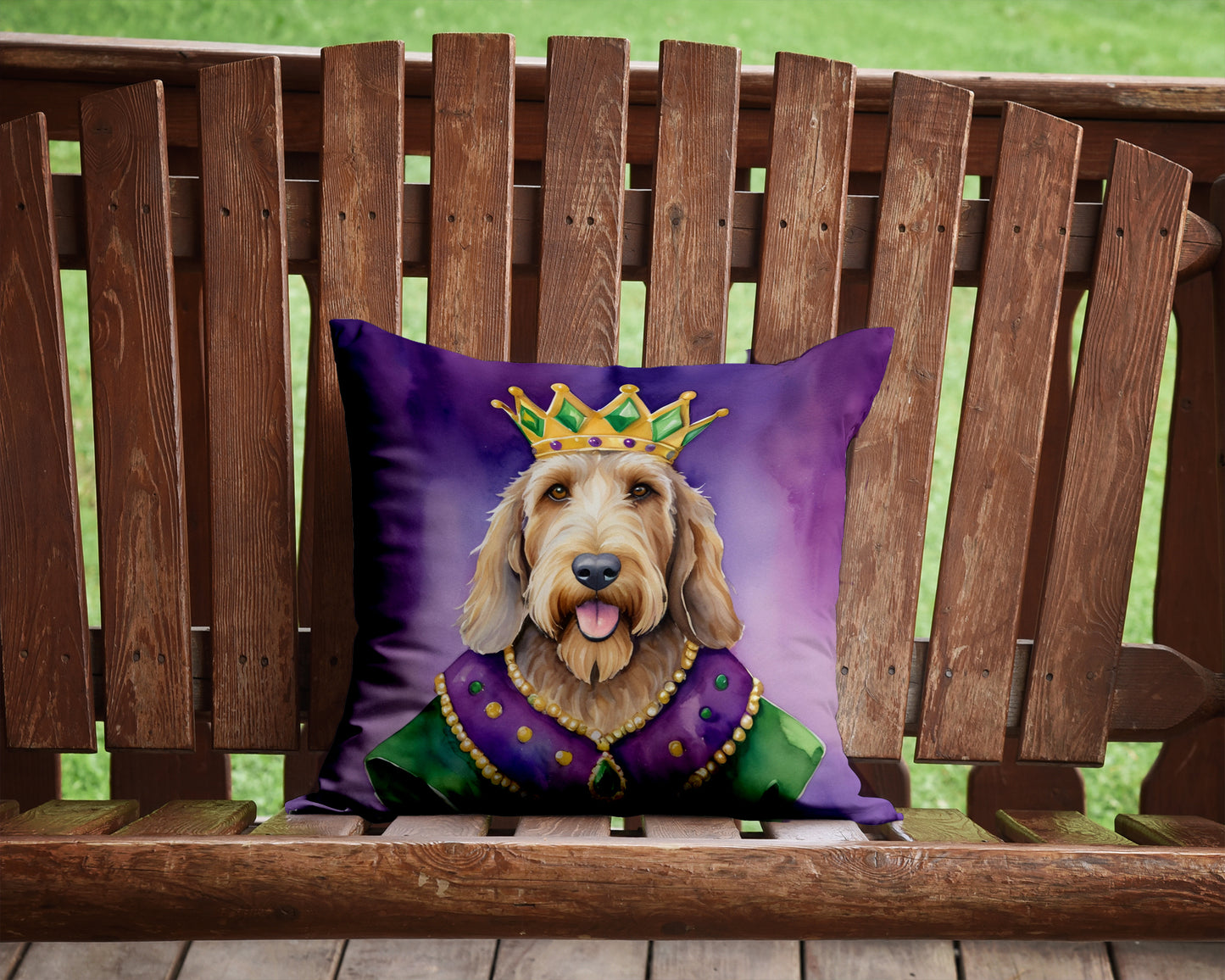 Otterhound King of Mardi Gras Throw Pillow