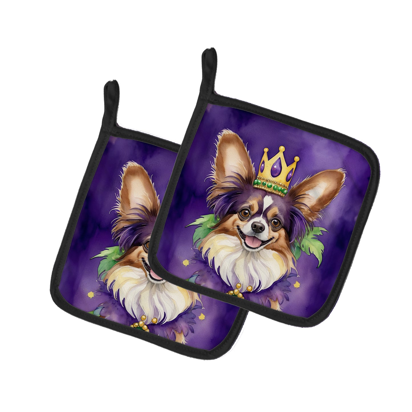 Buy this Papillon King of Mardi Gras Pair of Pot Holders