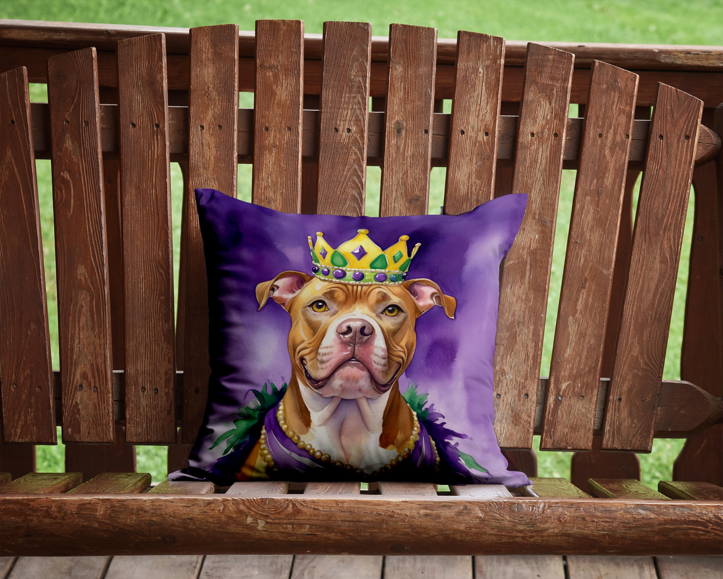 Pit Bull Terrier King of Mardi Gras Throw Pillow