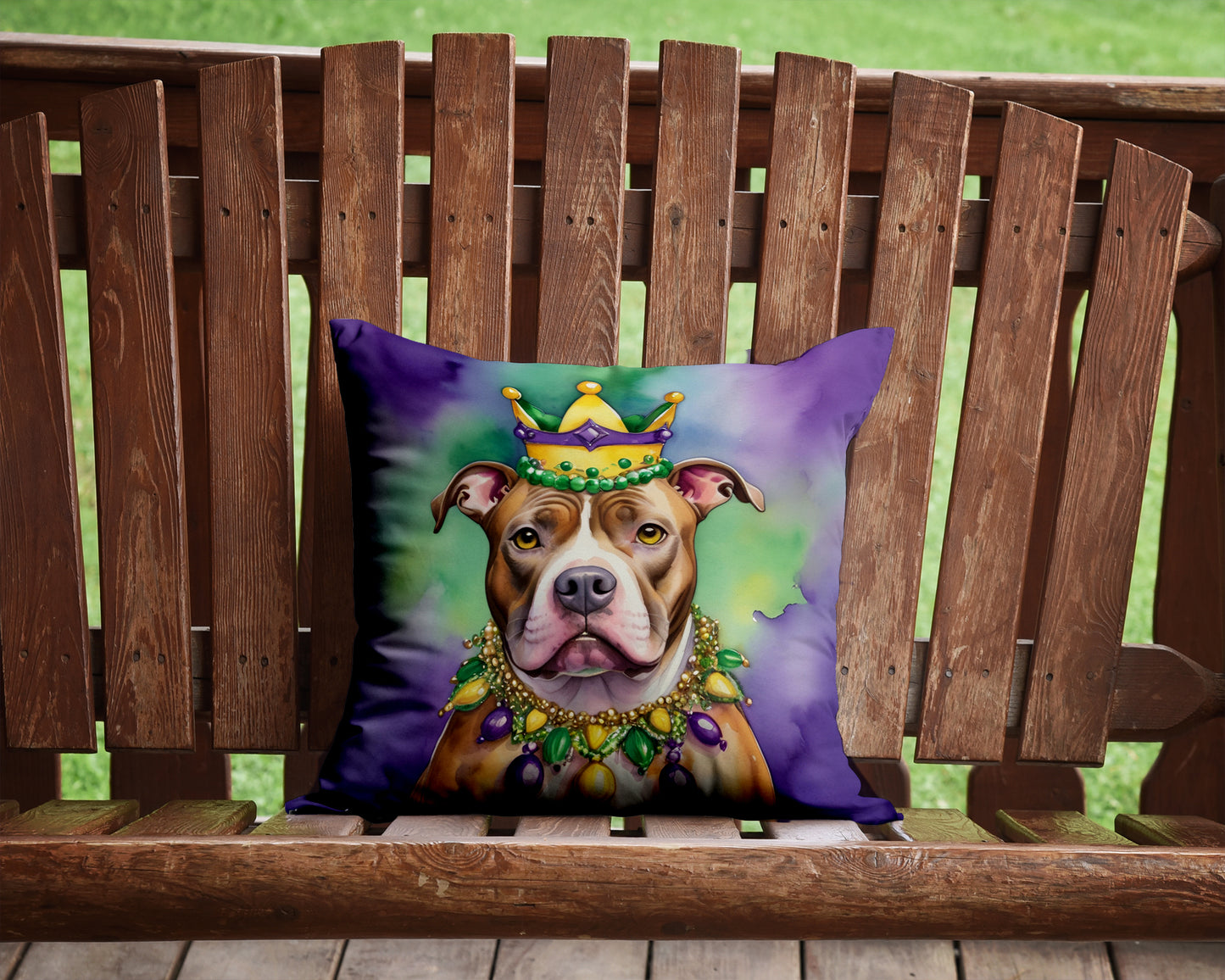 Pit Bull Terrier King of Mardi Gras Throw Pillow