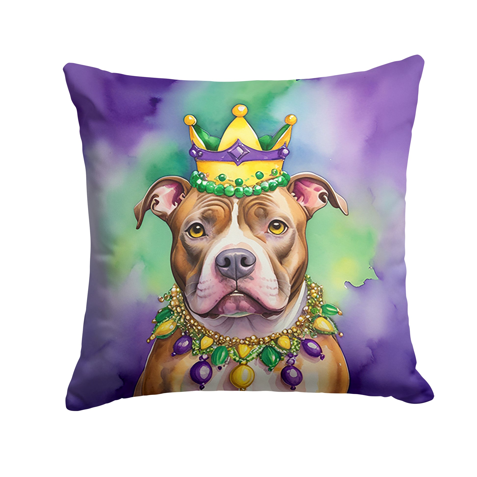 Buy this Pit Bull Terrier King of Mardi Gras Throw Pillow