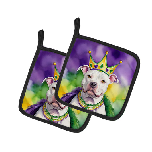 Buy this Pit Bull Terrier King of Mardi Gras Pair of Pot Holders