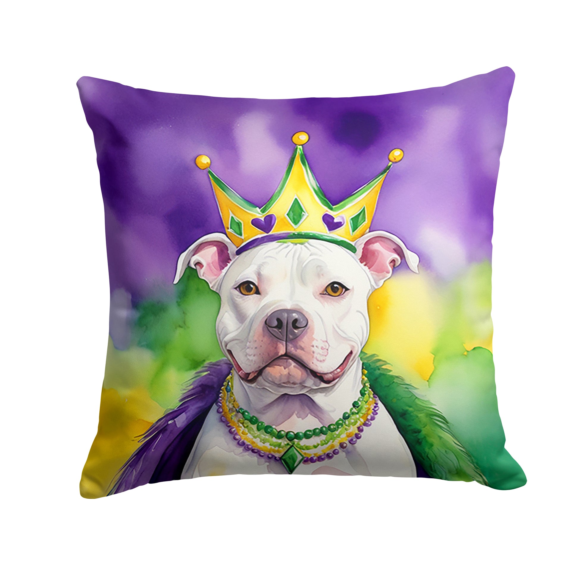 Buy this Pit Bull Terrier King of Mardi Gras Throw Pillow