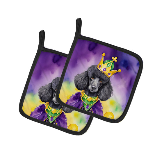 Buy this Black Poodle King of Mardi Gras Pair of Pot Holders