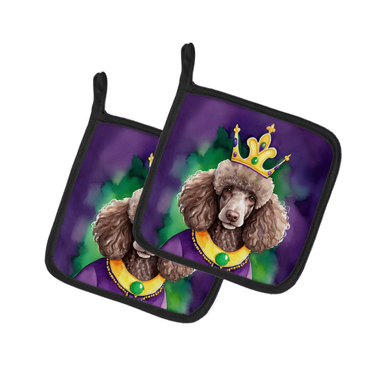 Buy this Chocolate Poodle King of Mardi Gras Pair of Pot Holders