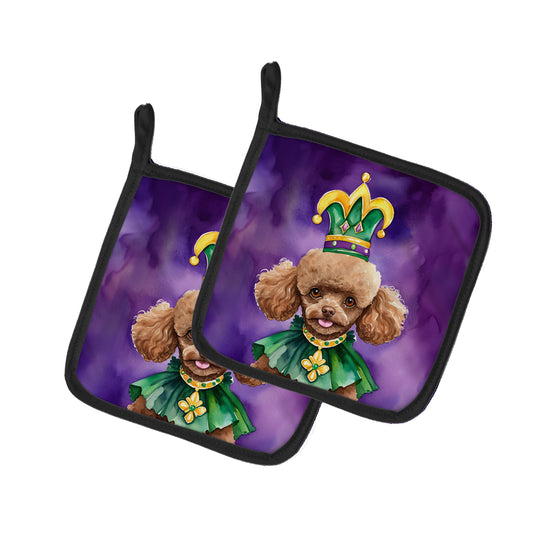 Buy this Poodle King of Mardi Gras Pair of Pot Holders