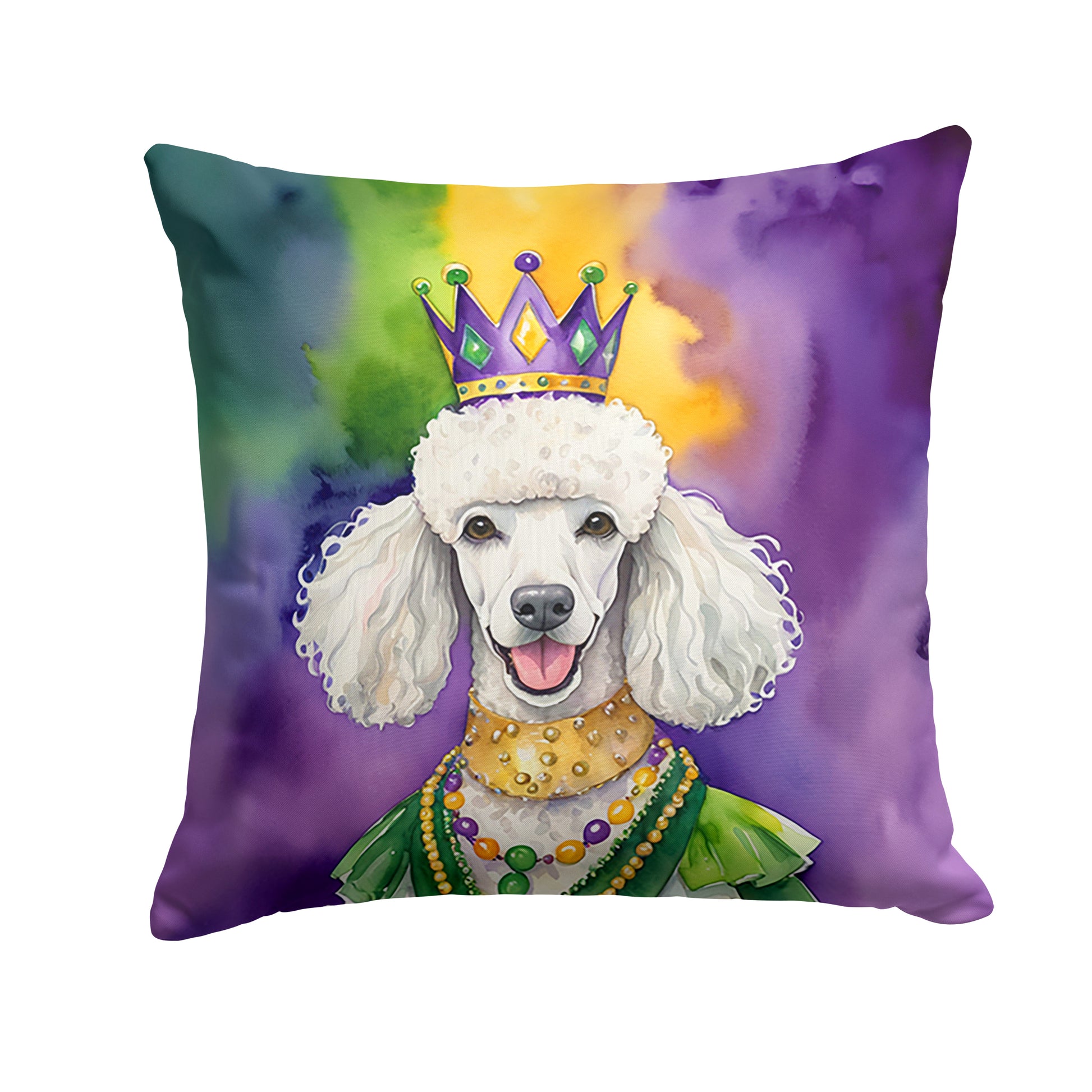 Buy this White Poodle King of Mardi Gras Throw Pillow