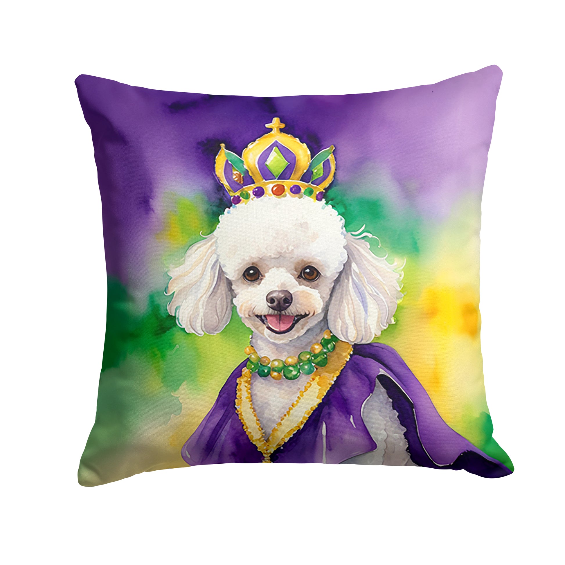 Buy this White Poodle King of Mardi Gras Throw Pillow