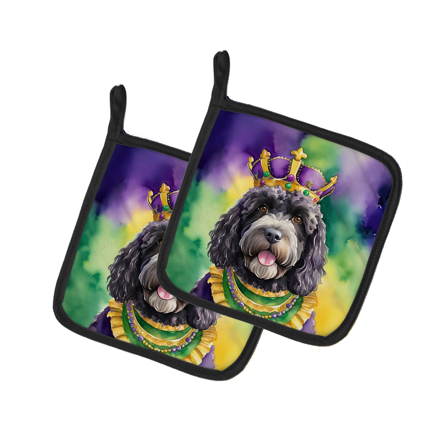 Buy this Portuguese Water Dog King of Mardi Gras Pair of Pot Holders