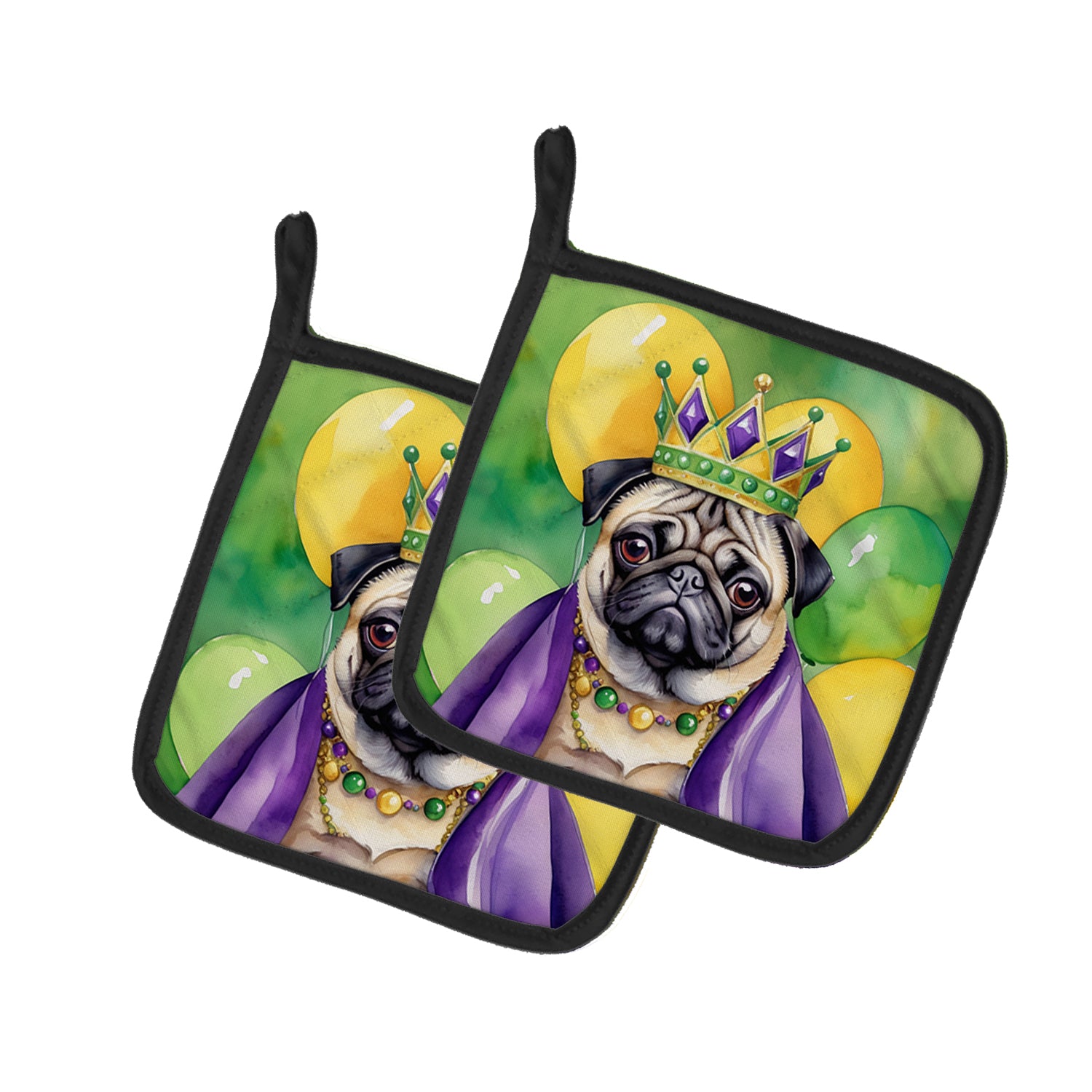 Buy this Pug King of Mardi Gras Pair of Pot Holders