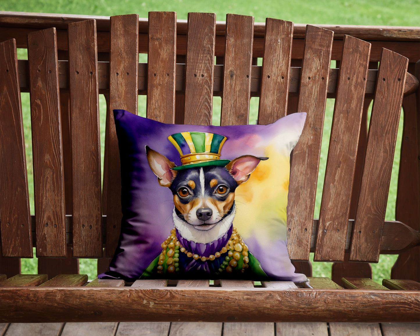 Rat Terrier King of Mardi Gras Throw Pillow