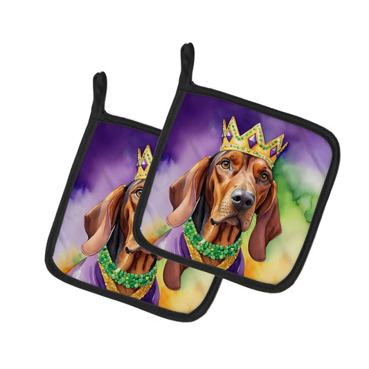 Buy this Redbone Coonhound King of Mardi Gras Pair of Pot Holders