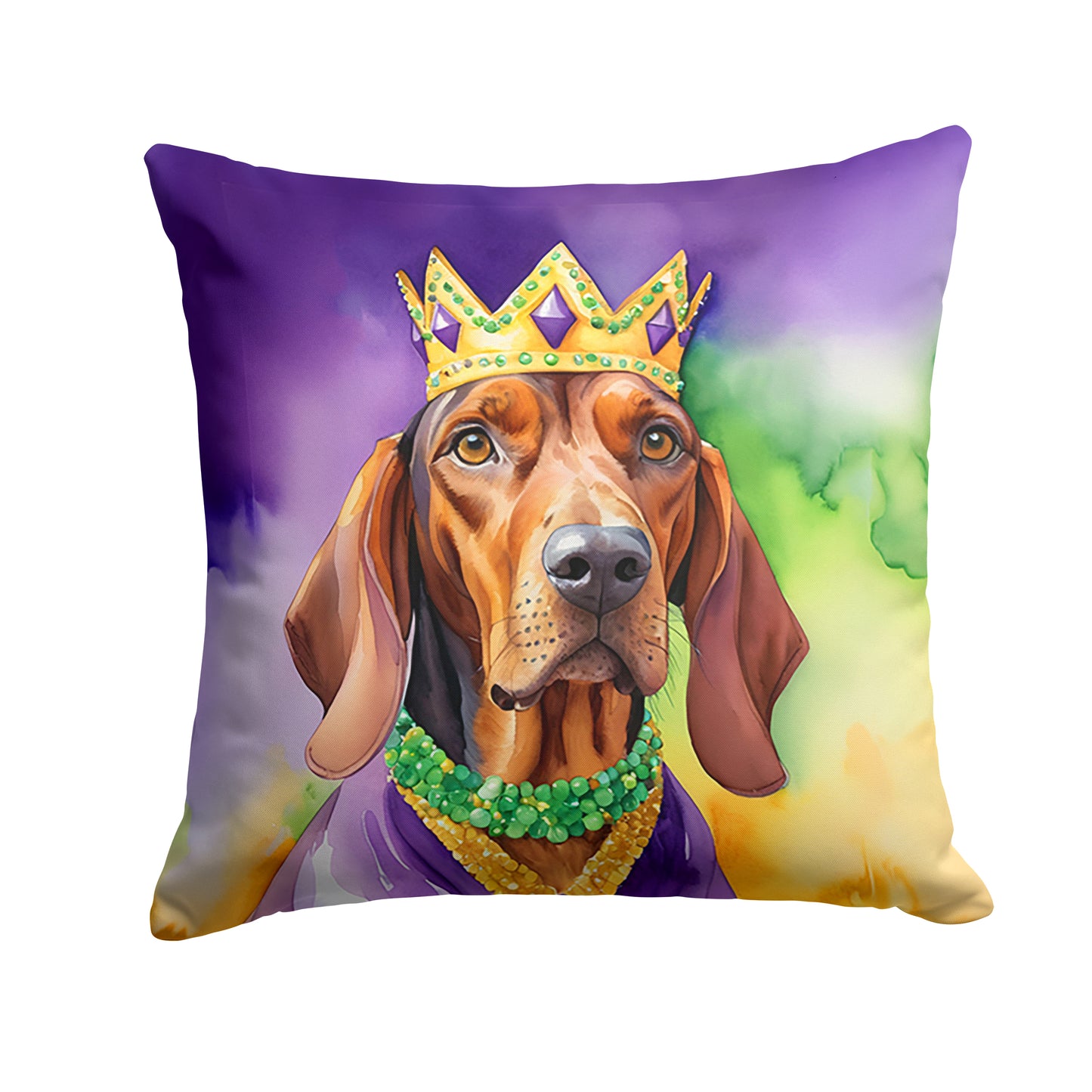 Buy this Redbone Coonhound King of Mardi Gras Throw Pillow