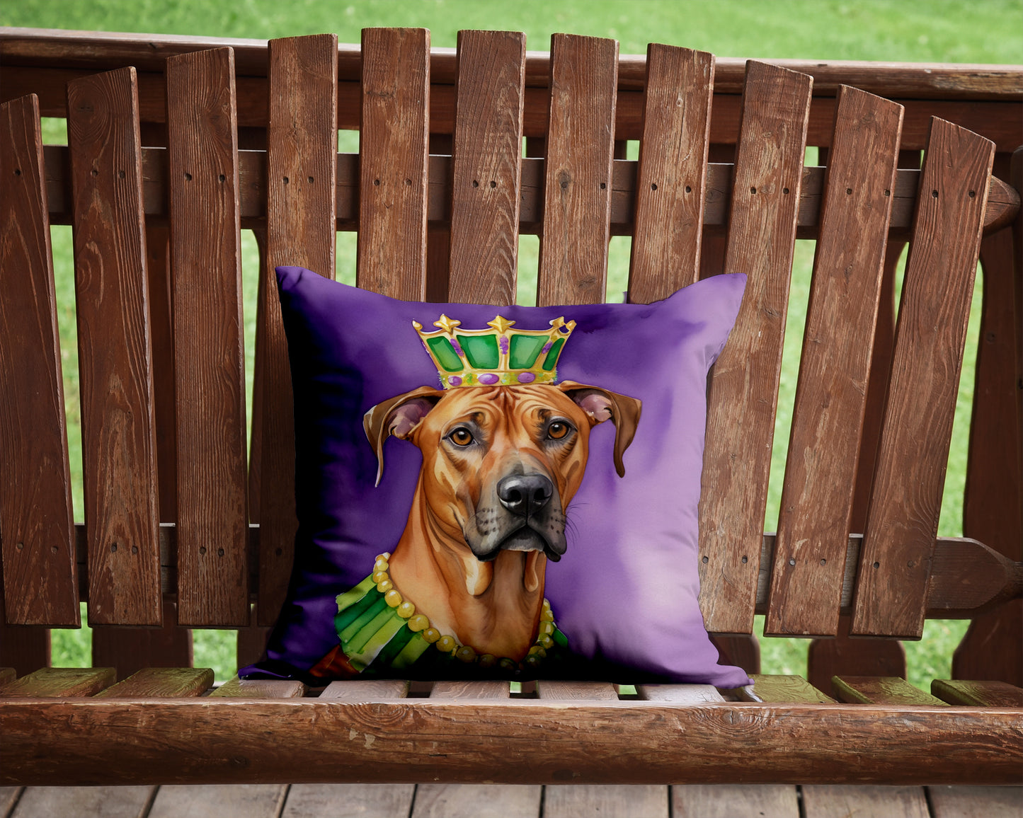 Rhodesian Ridgeback King of Mardi Gras Throw Pillow