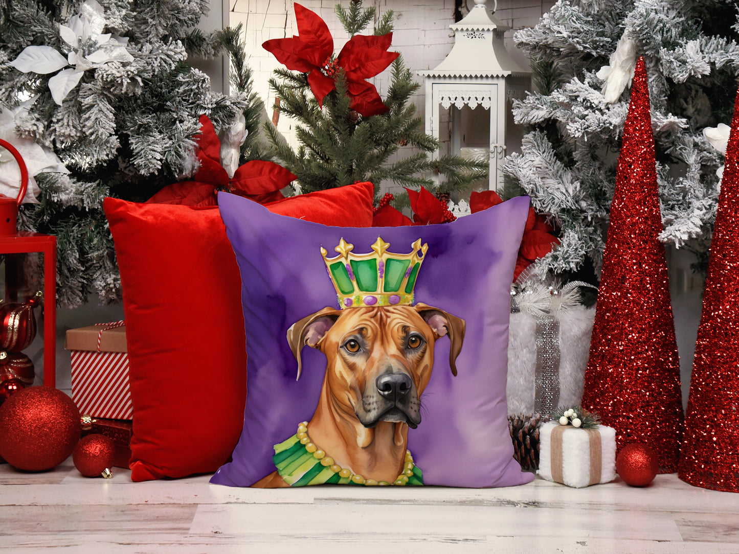 Rhodesian Ridgeback King of Mardi Gras Throw Pillow