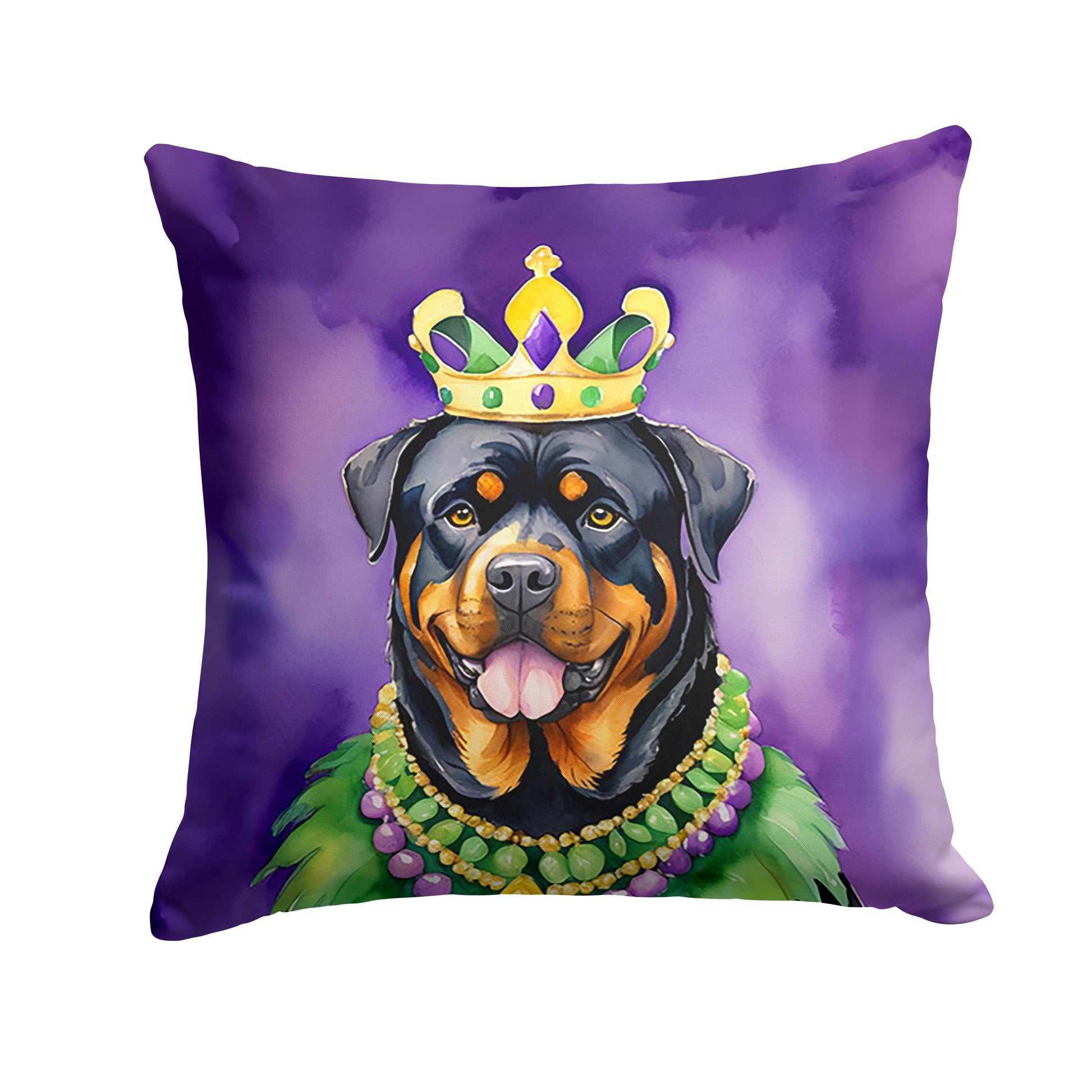 Buy this Rottweiler King of Mardi Gras Throw Pillow