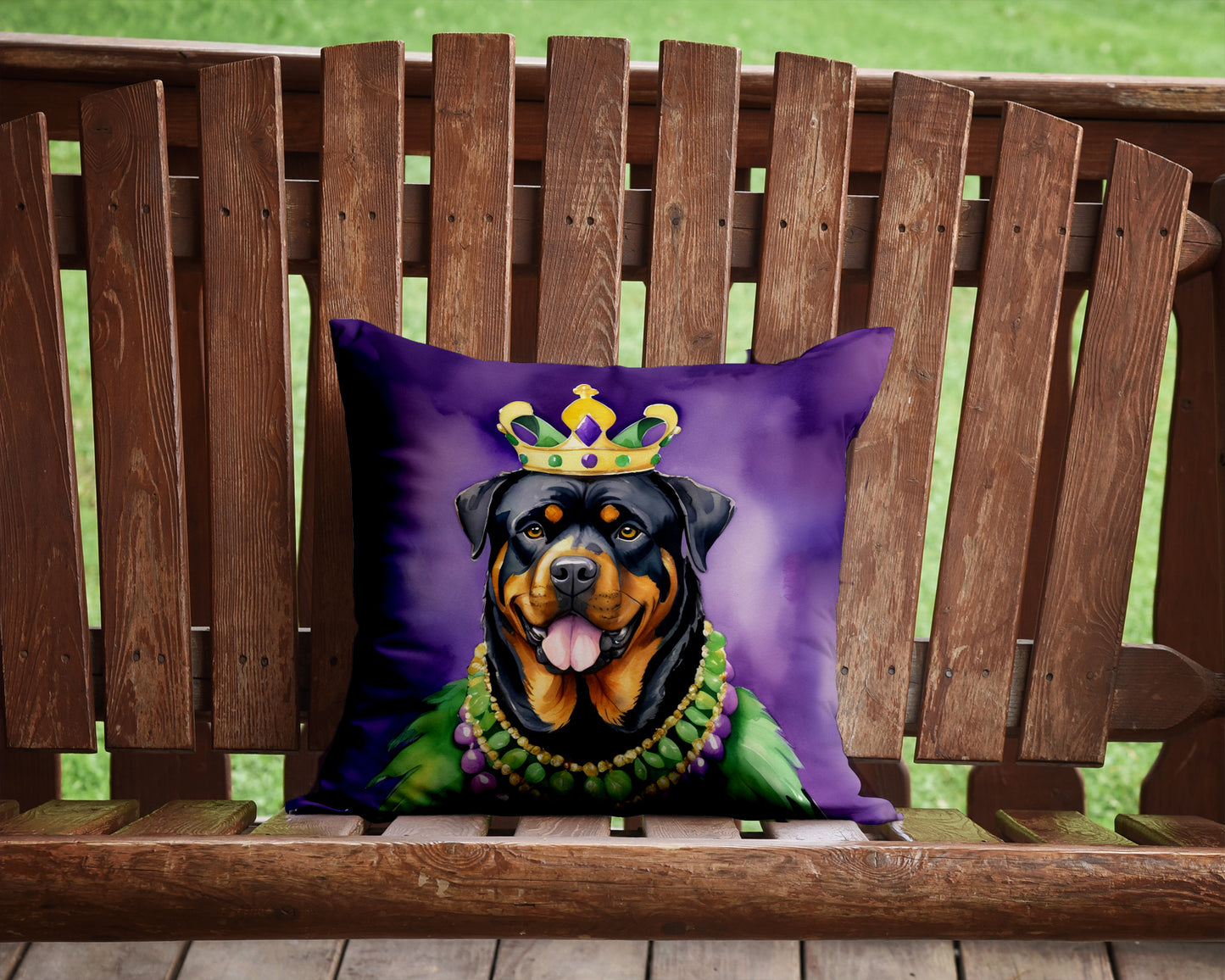 Rottweiler King of Mardi Gras Throw Pillow