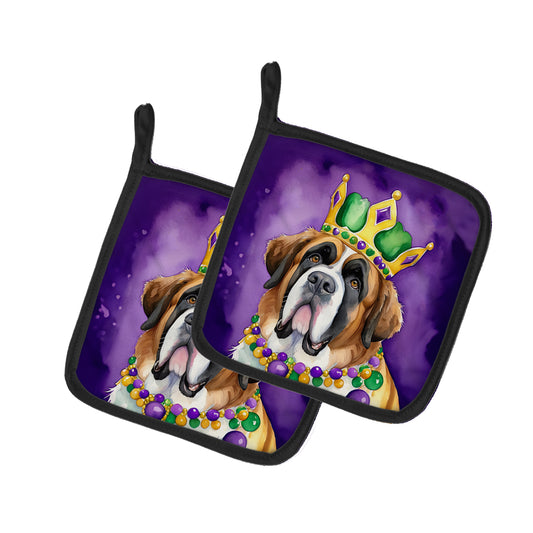 Buy this Saint Bernard King of Mardi Gras Pair of Pot Holders