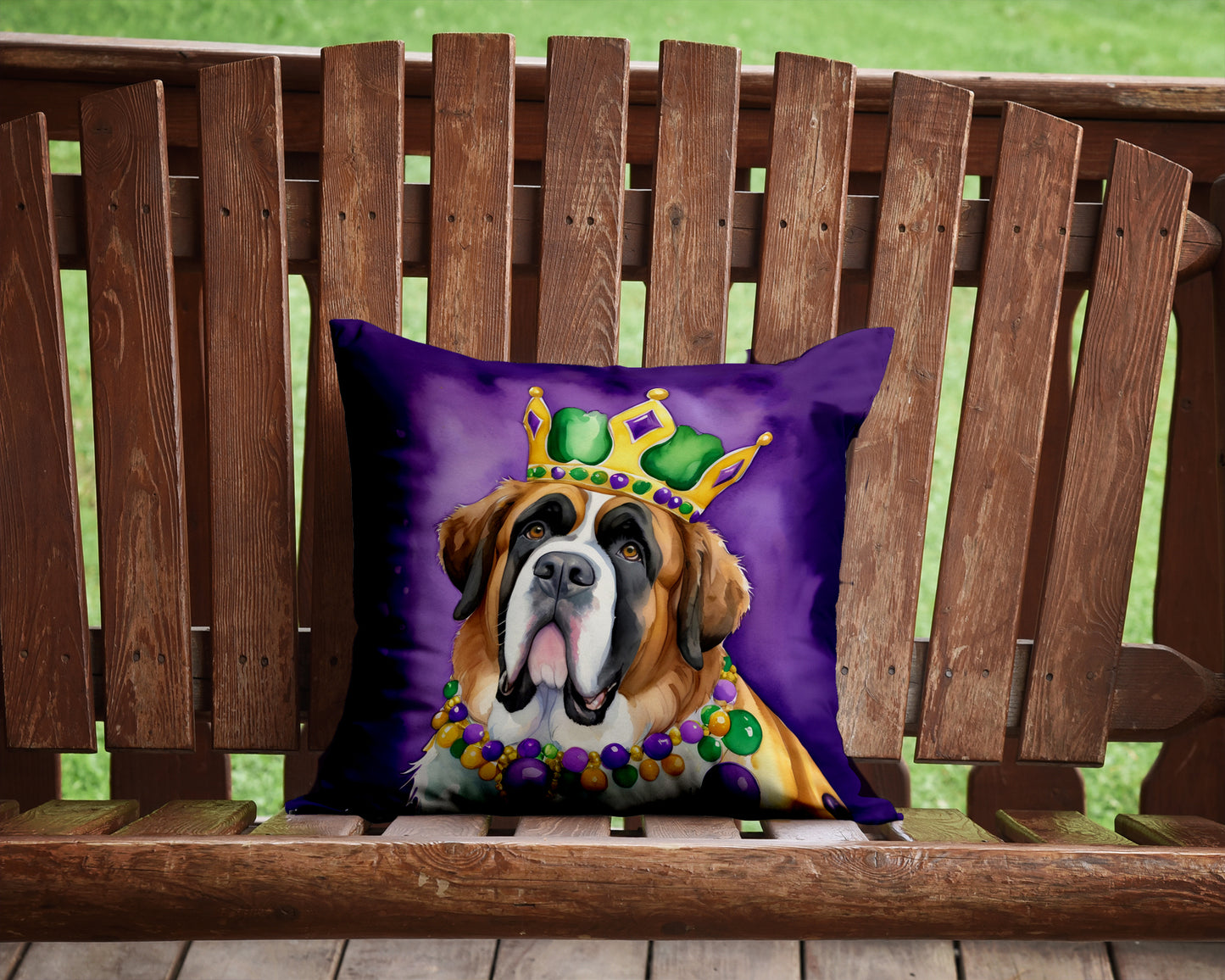 Saint Bernard King of Mardi Gras Throw Pillow