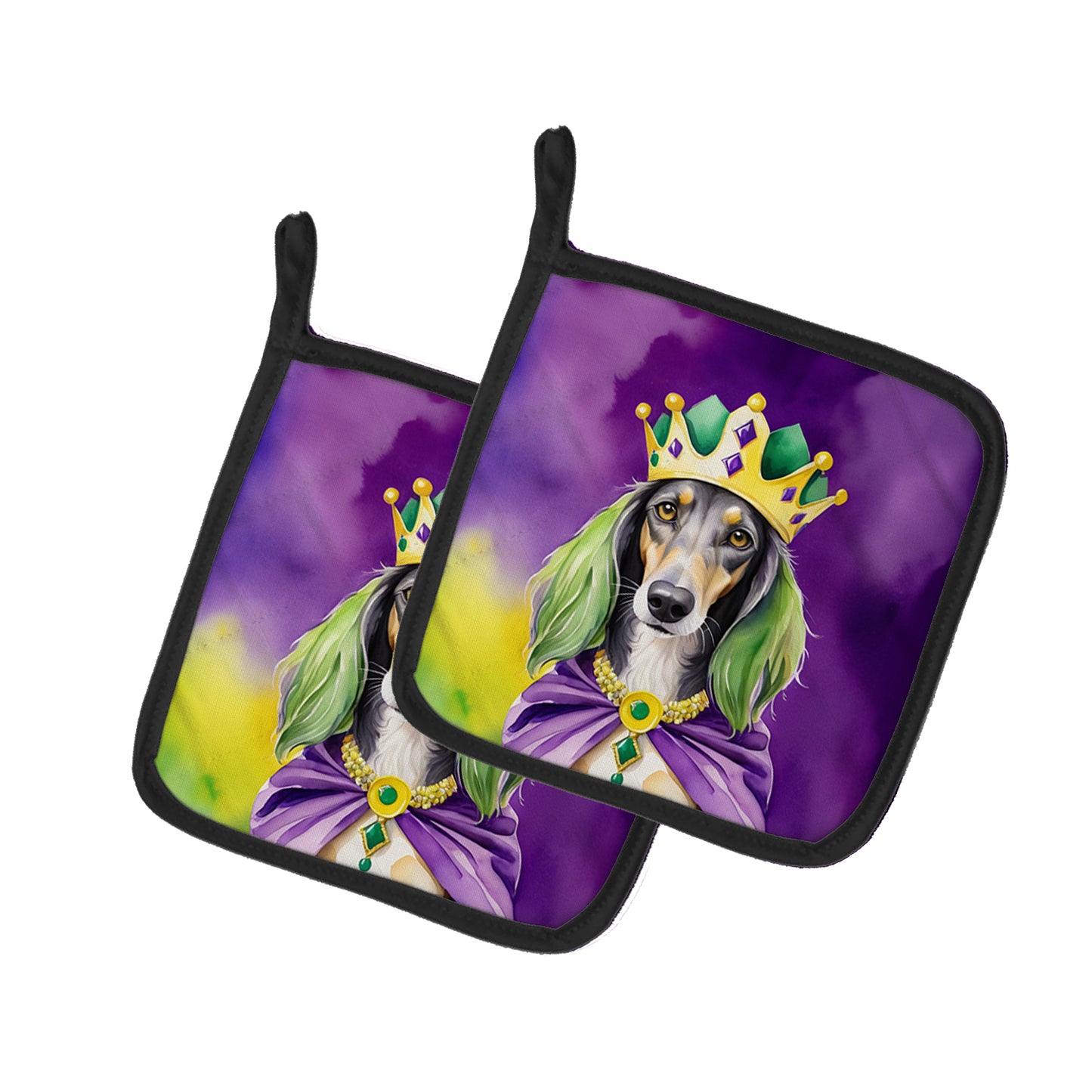 Buy this Saluki King of Mardi Gras Pair of Pot Holders