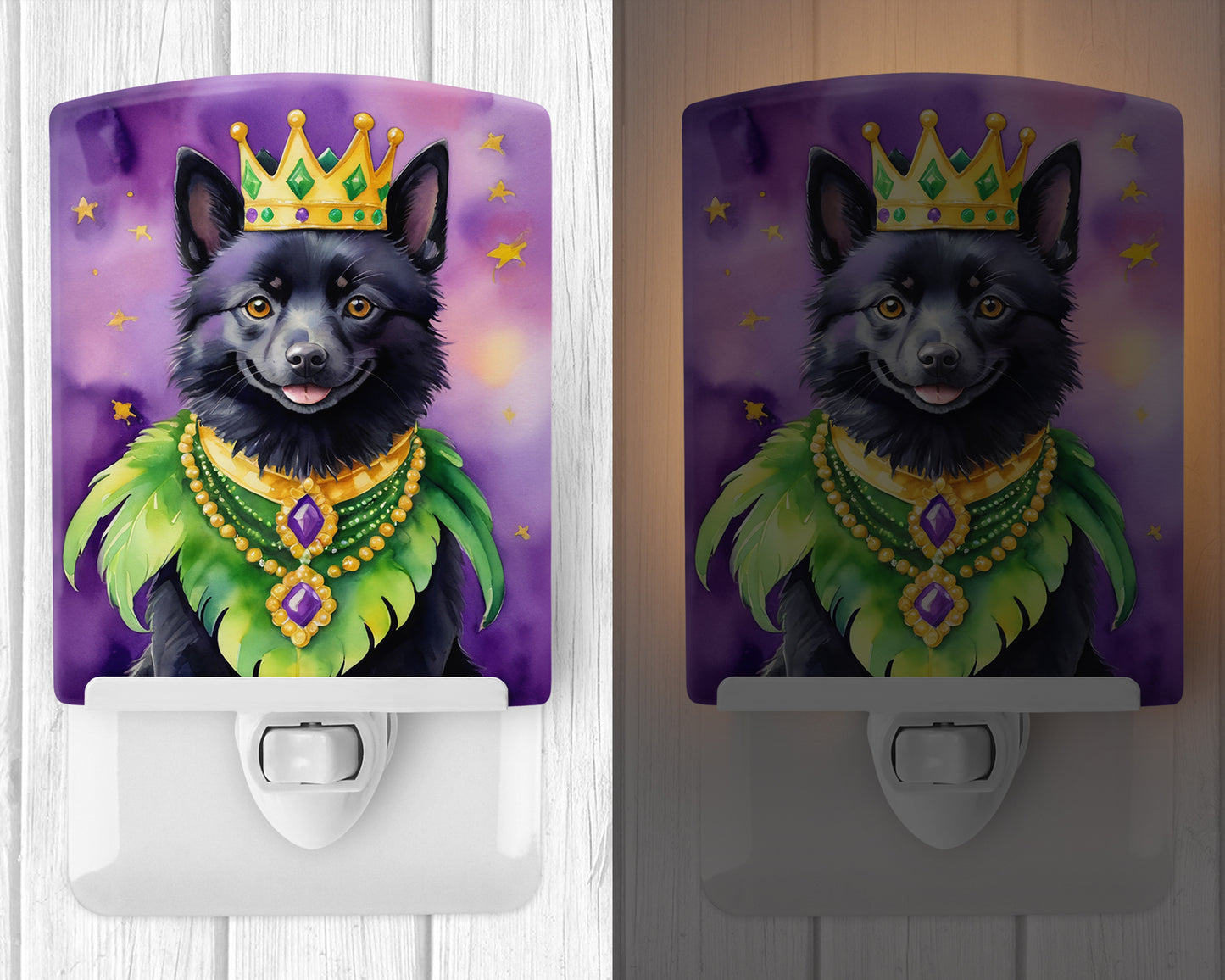 Schipperke King of Mardi Gras Ceramic Night Light