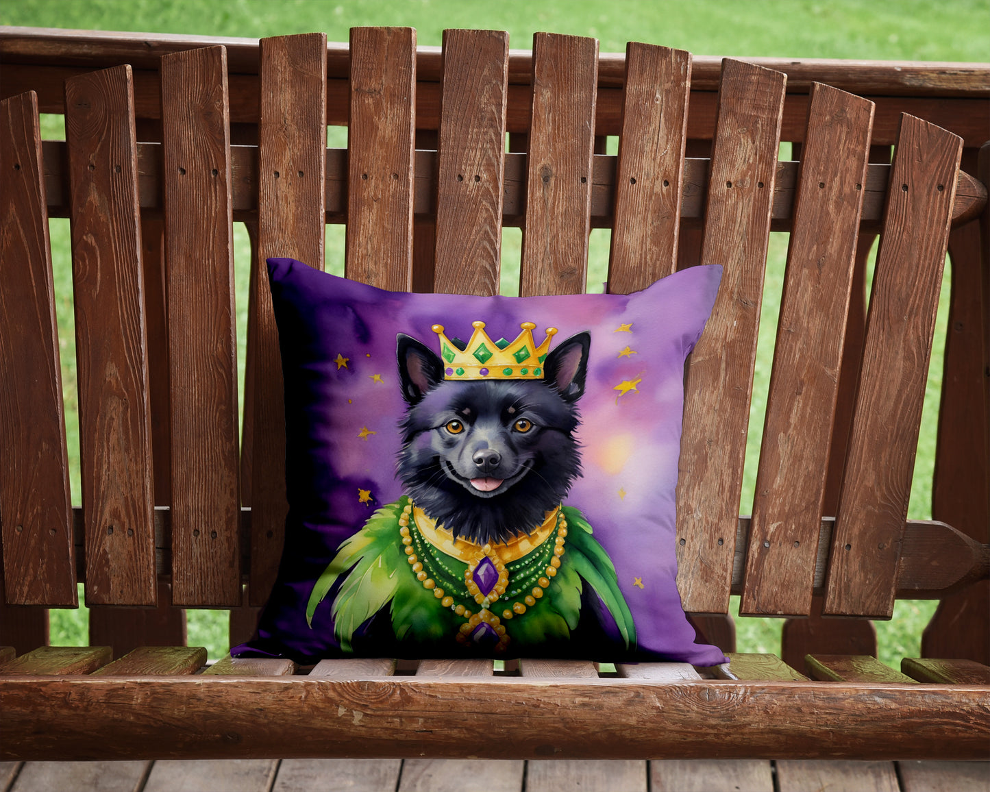 Schipperke King of Mardi Gras Throw Pillow