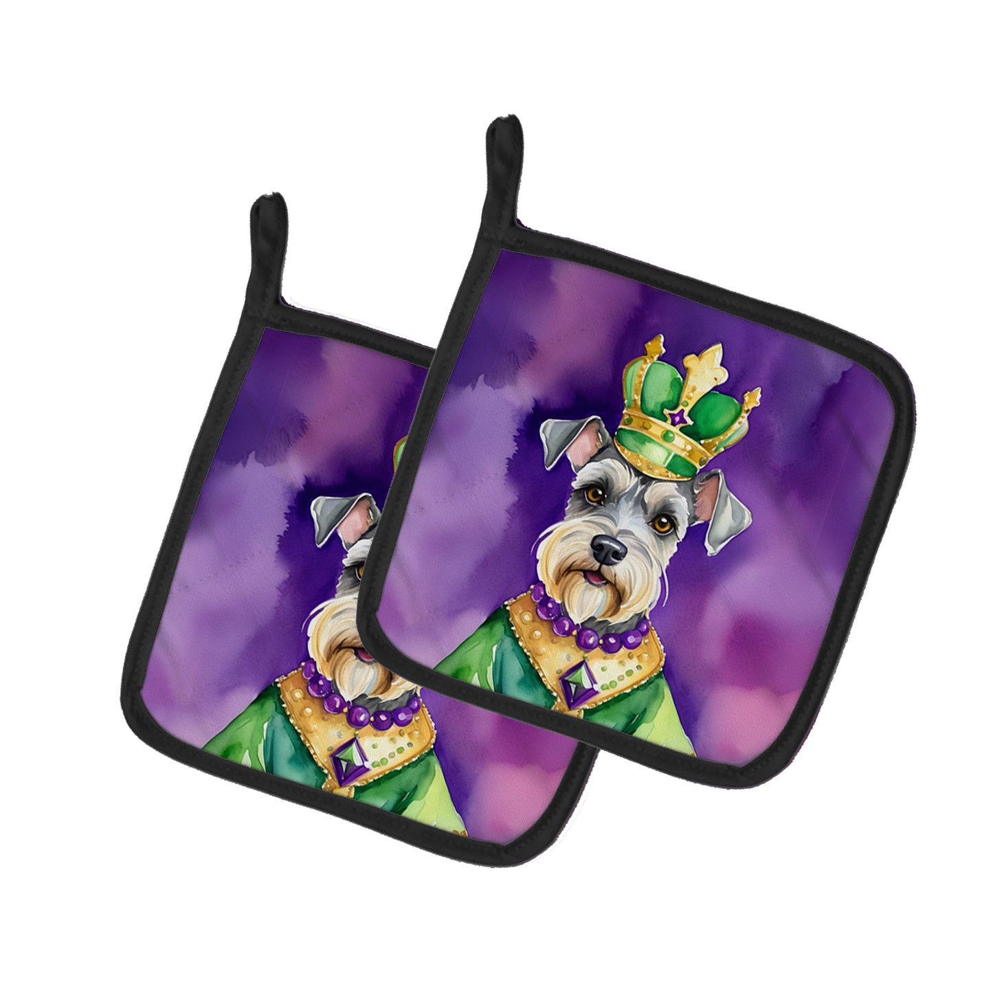 Buy this Schnauzer King of Mardi Gras Pair of Pot Holders