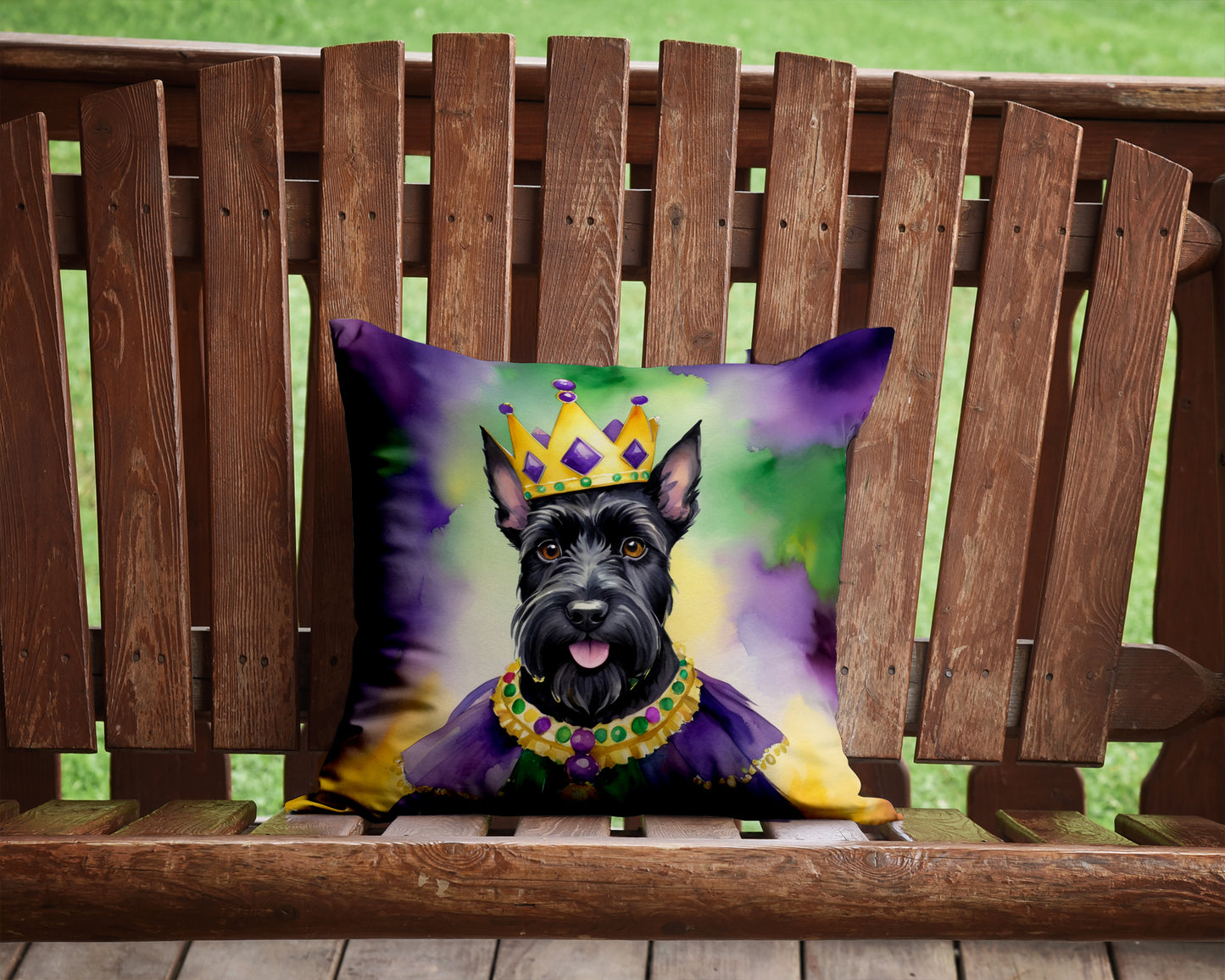 Scottish Terrier King of Mardi Gras Throw Pillow