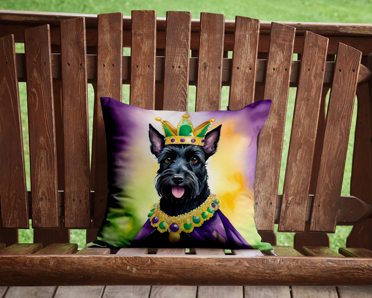 Scottish Terrier King of Mardi Gras Throw Pillow