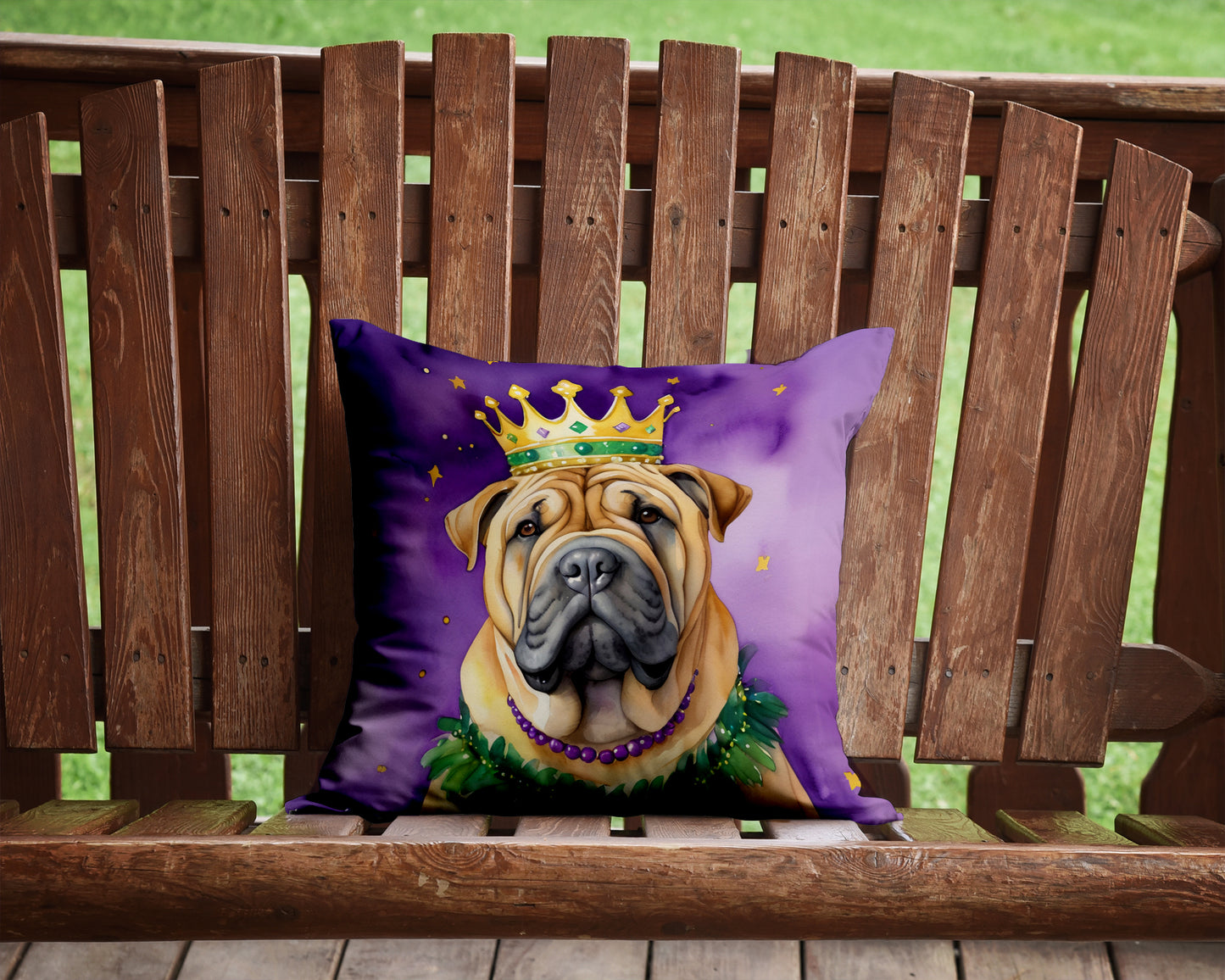Shar Pei King of Mardi Gras Throw Pillow