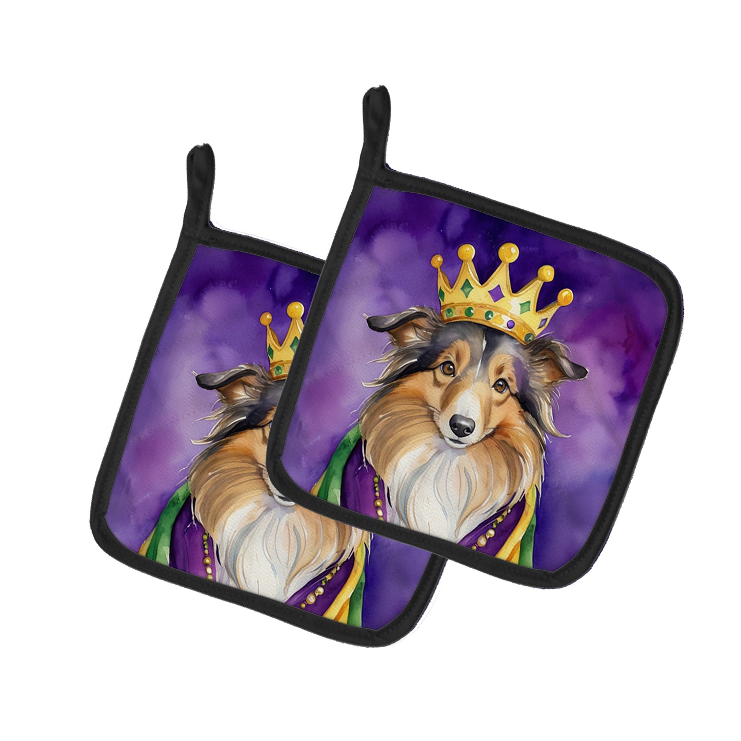 Buy this Sheltie King of Mardi Gras Pair of Pot Holders