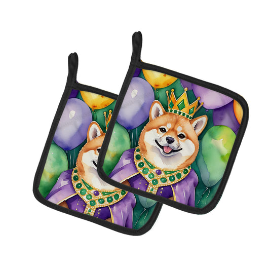 Buy this Shiba Inu King of Mardi Gras Pair of Pot Holders