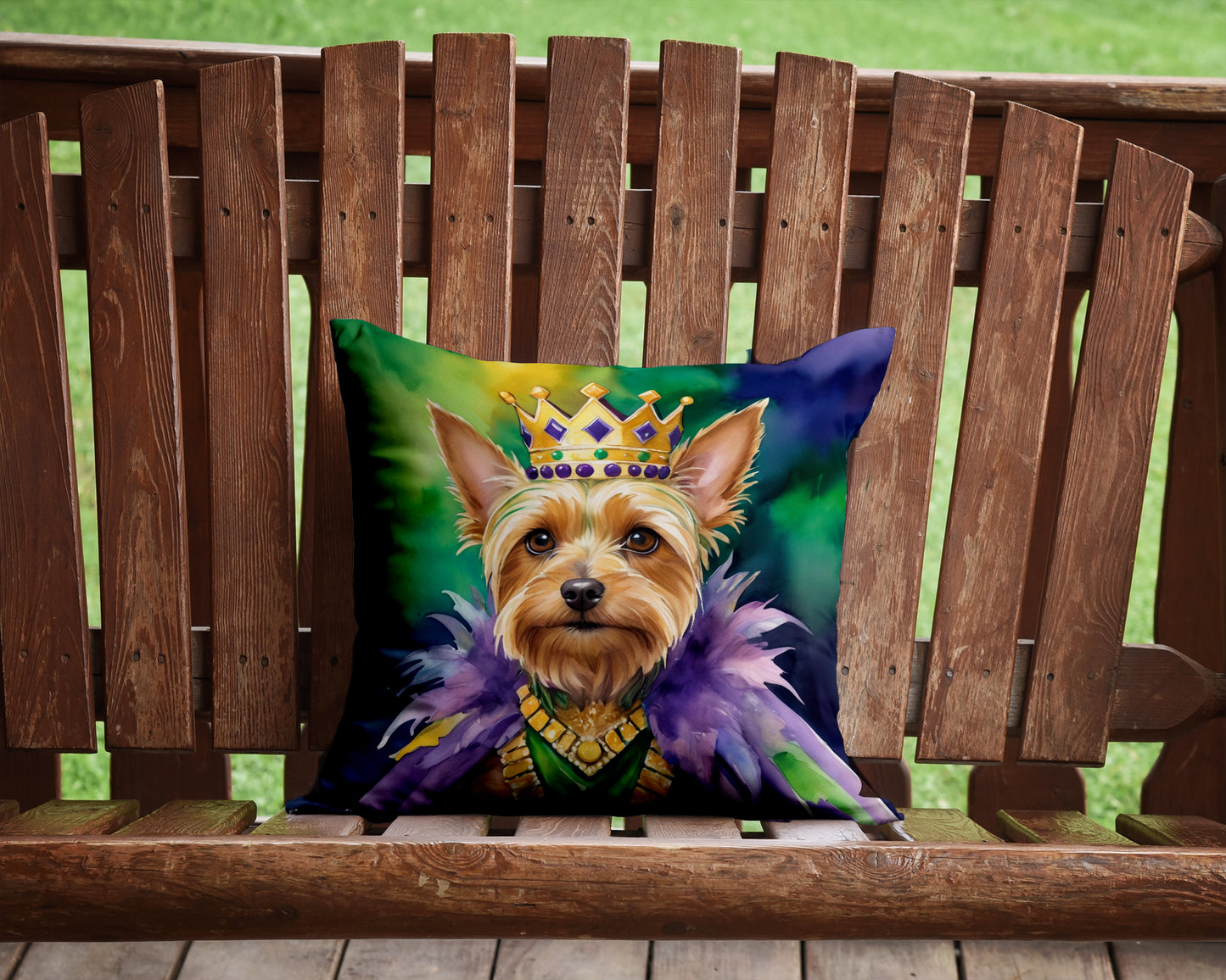 Silky Terrier King of Mardi Gras Throw Pillow