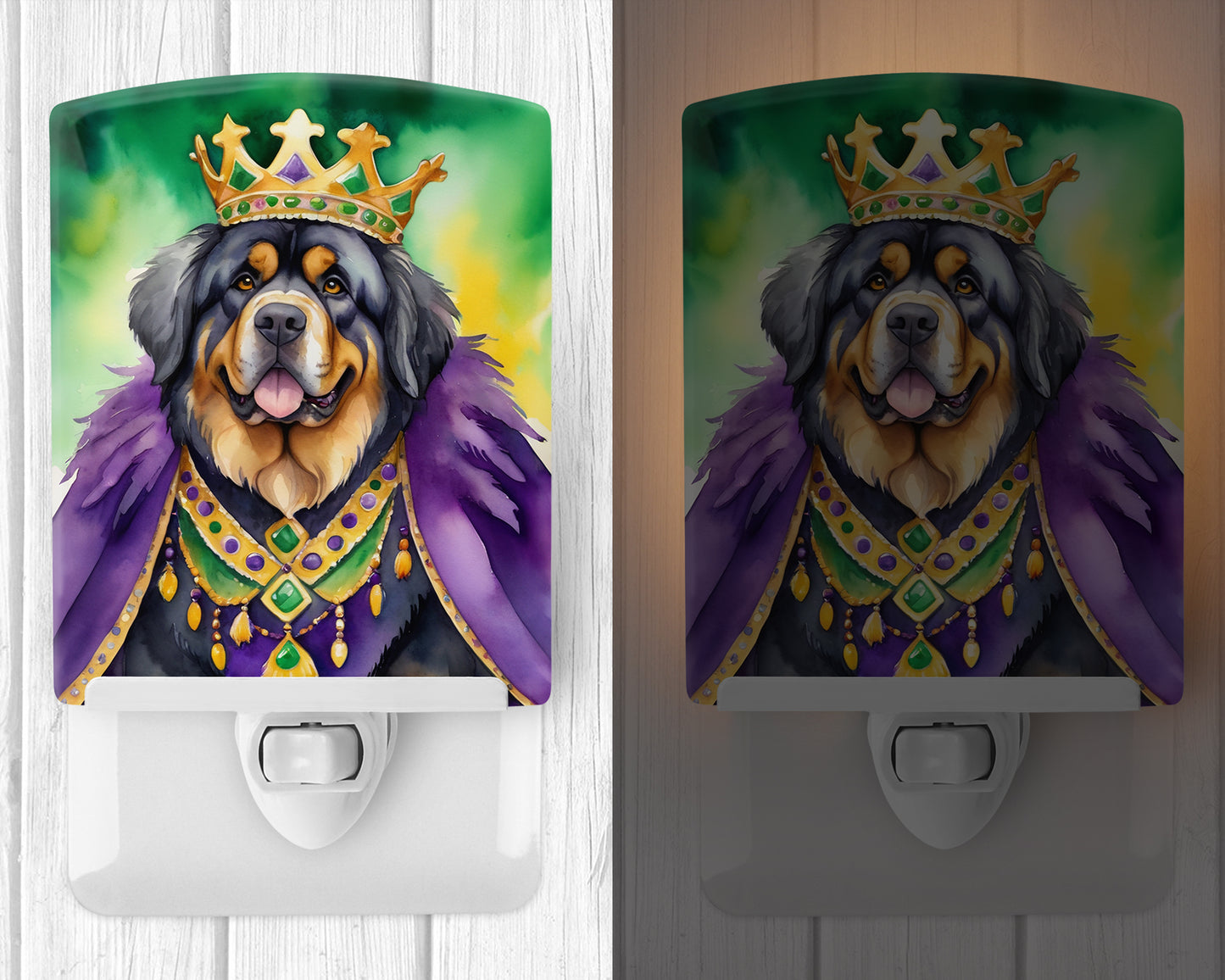 Tibetan Mastiff King of Mardi Gras Ceramic Night Light