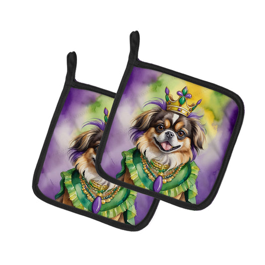 Buy this Tibetan Spaniel King of Mardi Gras Pair of Pot Holders