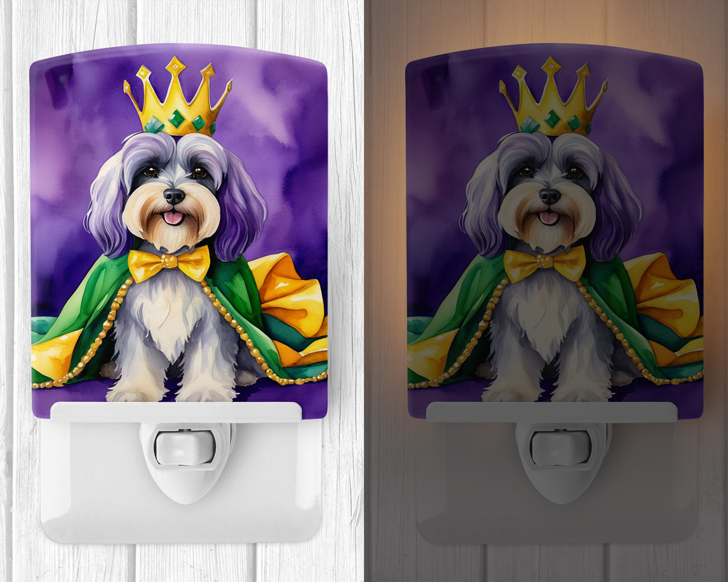 Tibetan Terrier King of Mardi Gras Ceramic Night Light