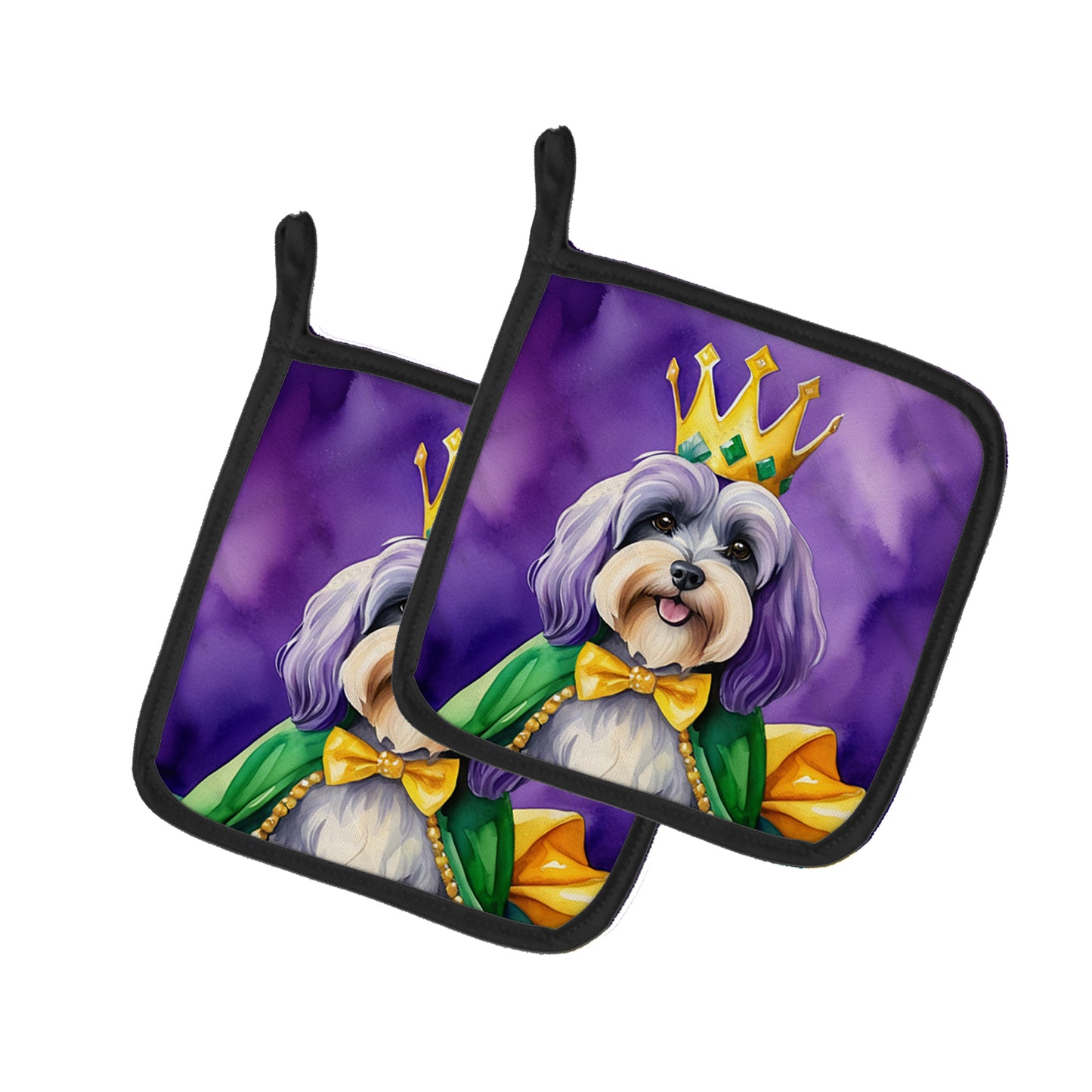 Buy this Tibetan Terrier King of Mardi Gras Pair of Pot Holders