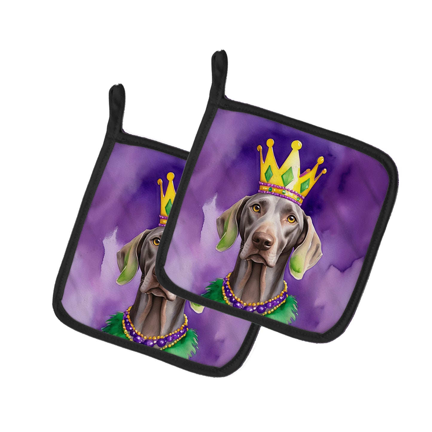 Buy this Weimaraner King of Mardi Gras Pair of Pot Holders